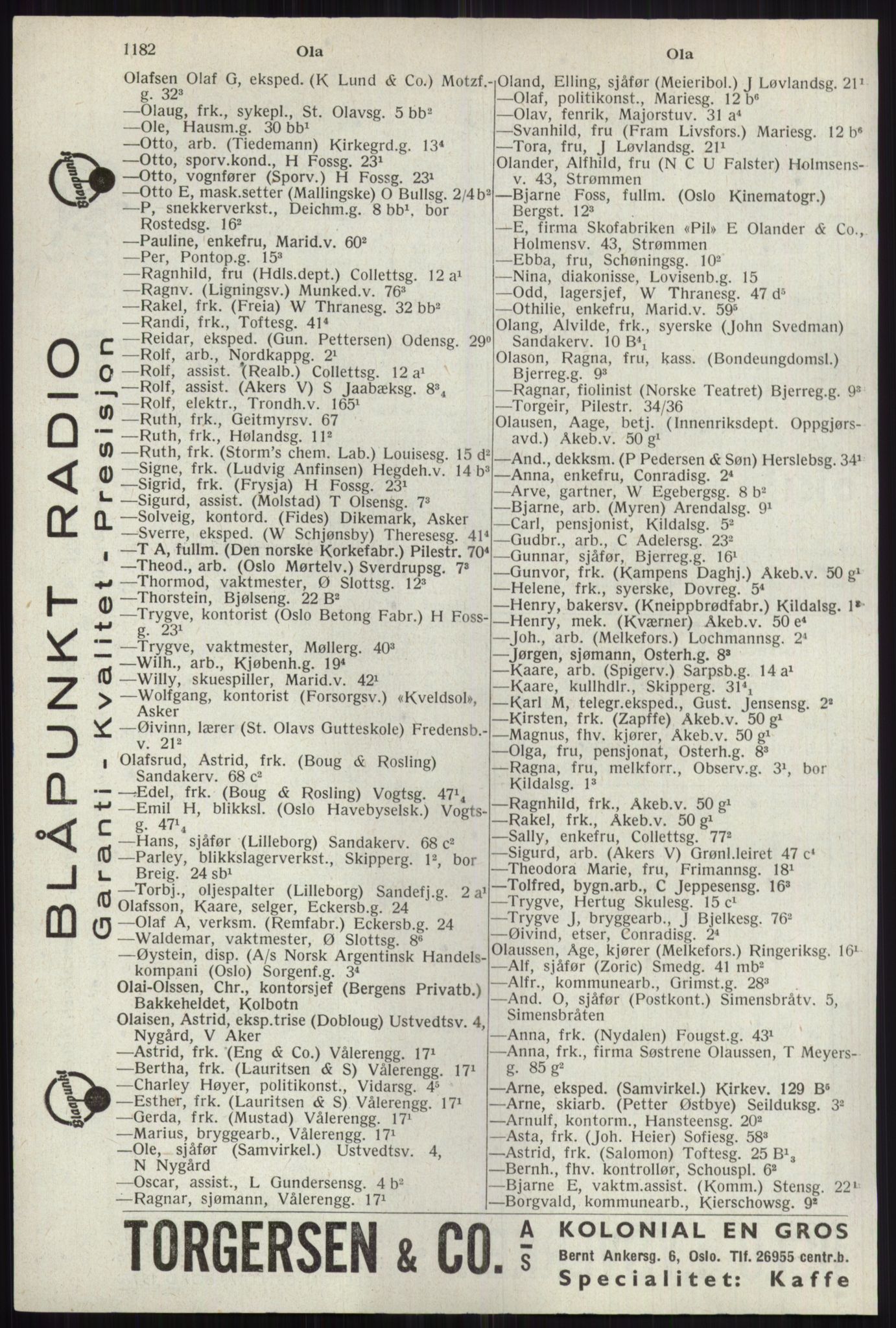 Kristiania/Oslo adressebok, PUBL/-, 1941, s. 1182