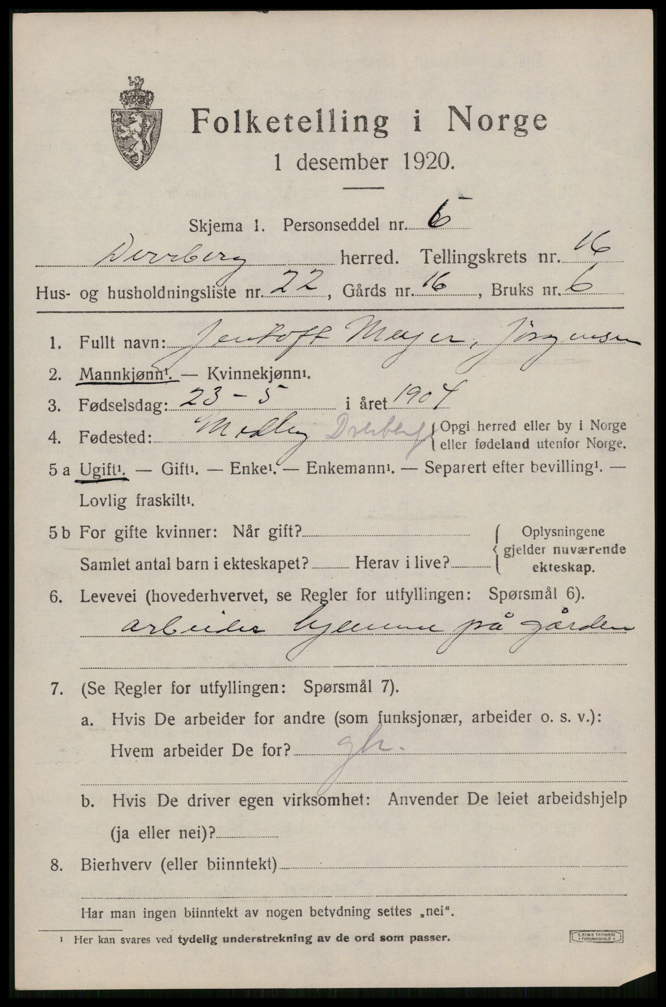 SAT, Folketelling 1920 for 1872 Dverberg herred, 1920, s. 11828