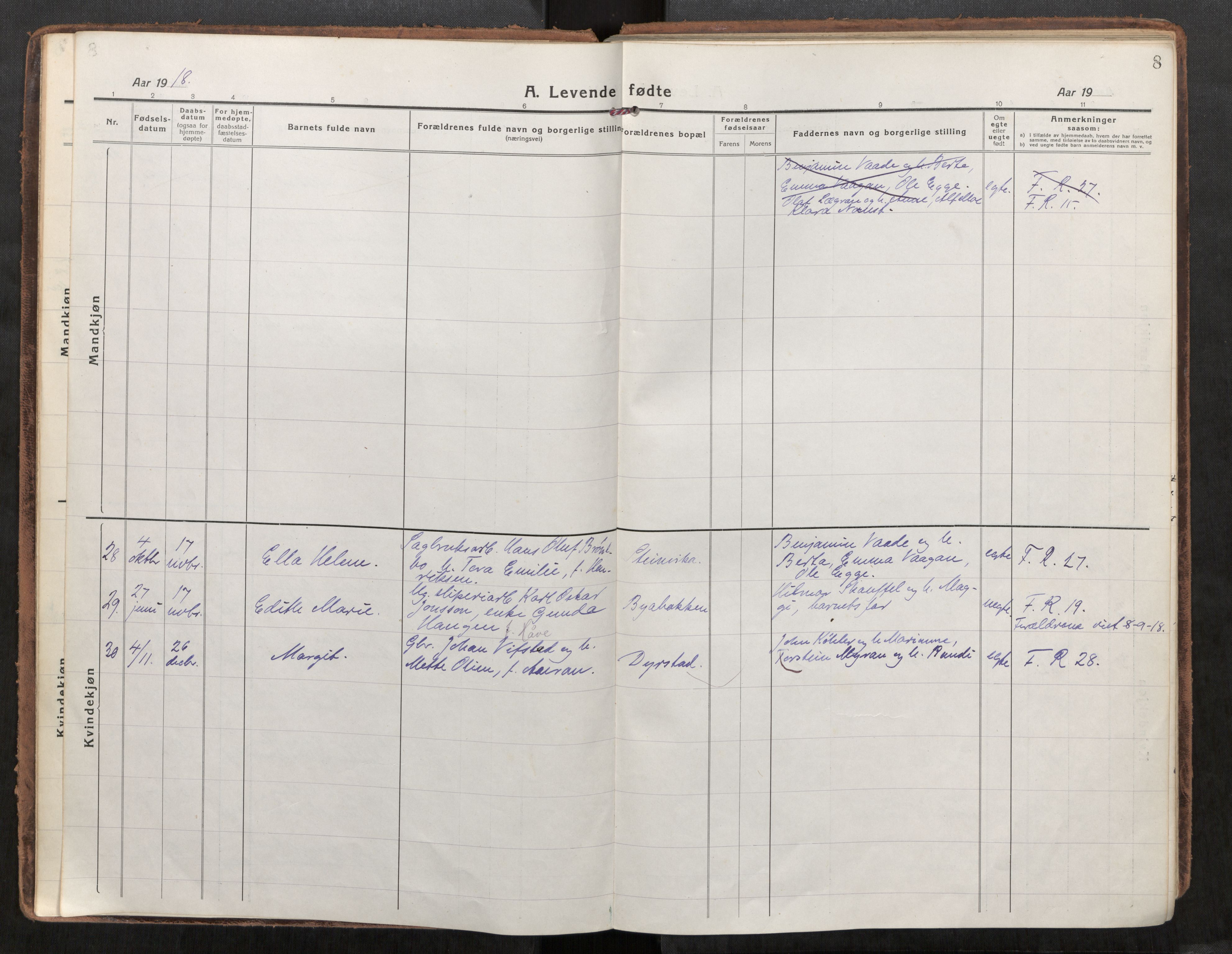 Steinkjer sokneprestkontor, AV/SAT-A-1541/01/H/Ha/Haa/L0004: Ministerialbok nr. 4, 1918-1924, s. 8