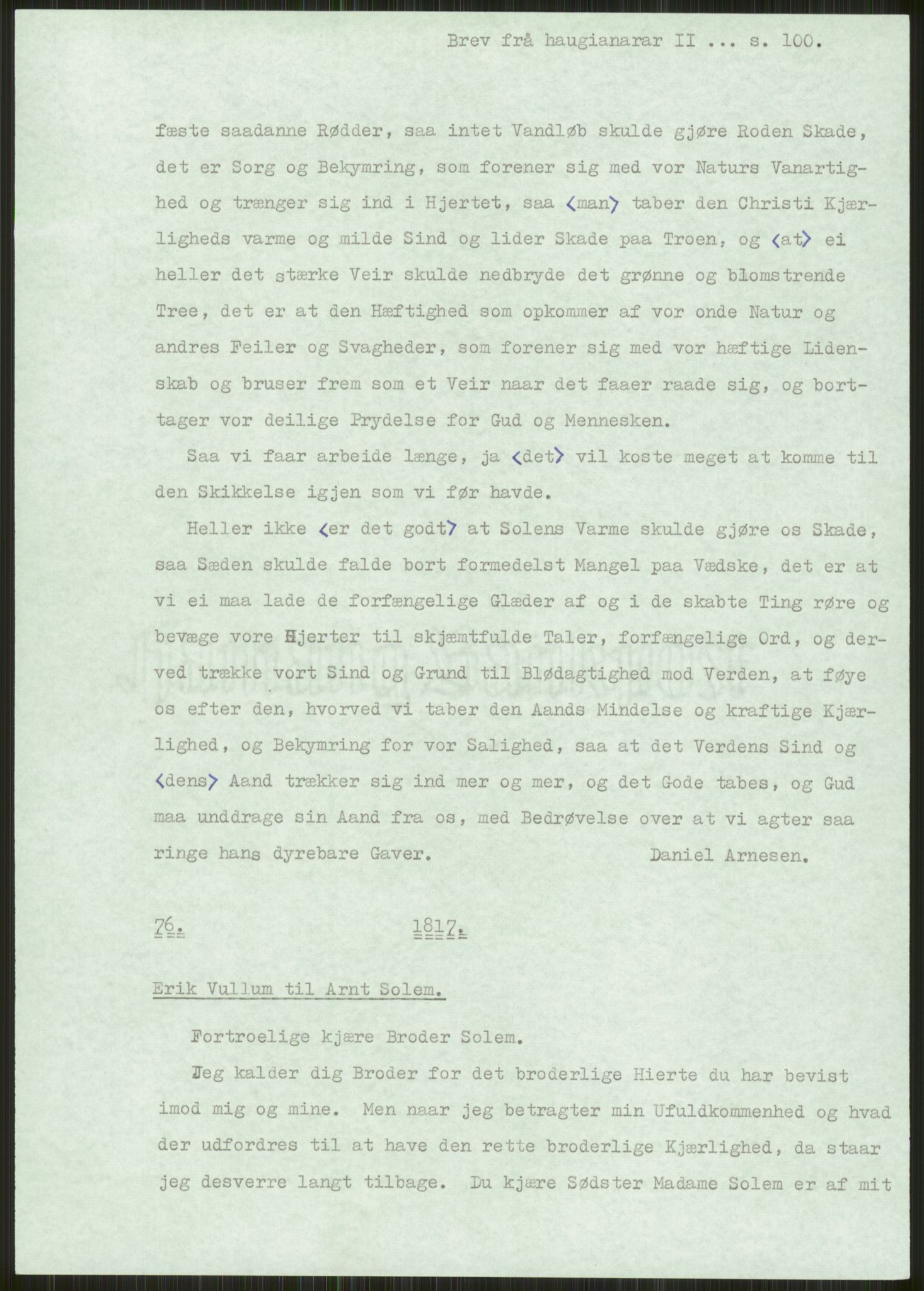 Samlinger til kildeutgivelse, Haugianerbrev, RA/EA-6834/F/L0002: Haugianerbrev II: 1805-1821, 1805-1821, s. 100