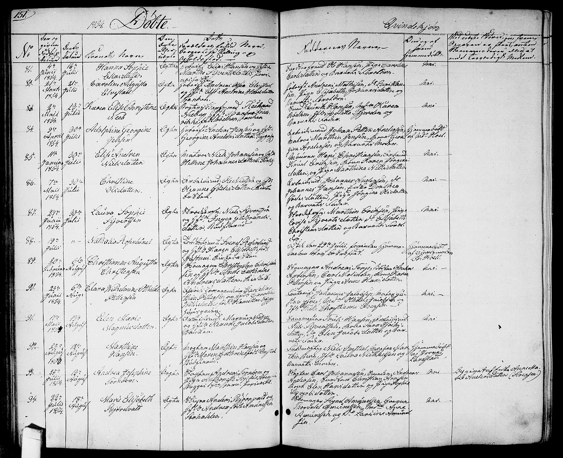 Halden prestekontor Kirkebøker, SAO/A-10909/G/Ga/L0004: Klokkerbok nr. 4, 1845-1854, s. 151