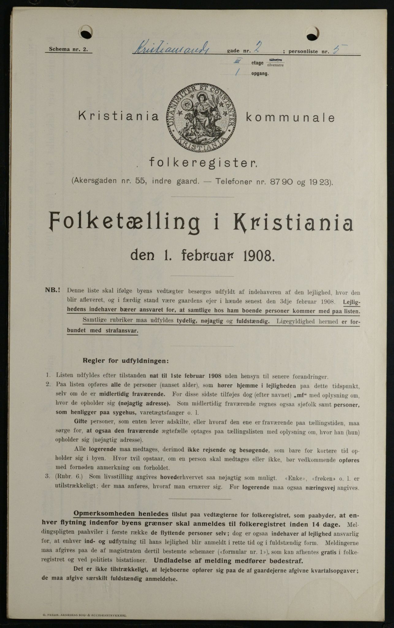 OBA, Kommunal folketelling 1.2.1908 for Kristiania kjøpstad, 1908, s. 48575