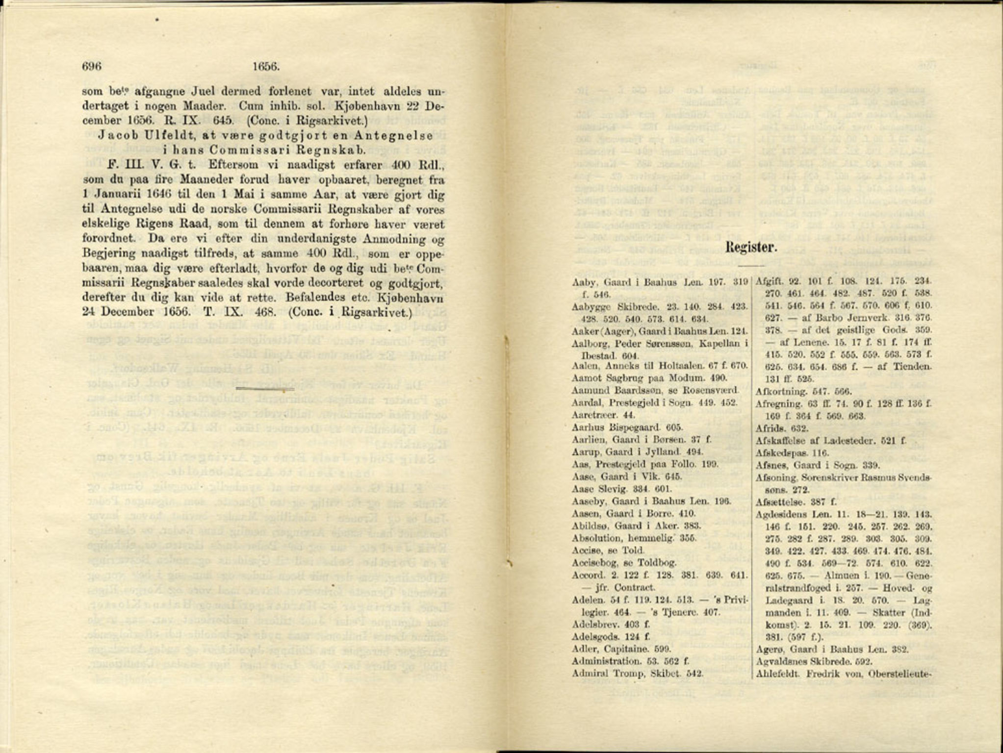 Publikasjoner utgitt av Det Norske Historiske Kildeskriftfond, PUBL/-/-/-: Norske Rigs-Registranter, bind 11, 1653-1656, s. 696-697