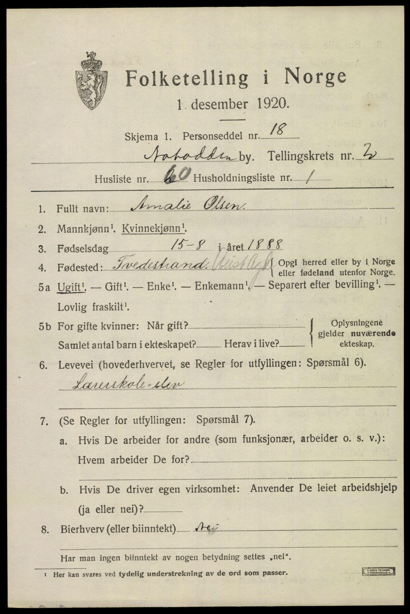 SAKO, Folketelling 1920 for 0807 Notodden kjøpstad, 1920, s. 7582