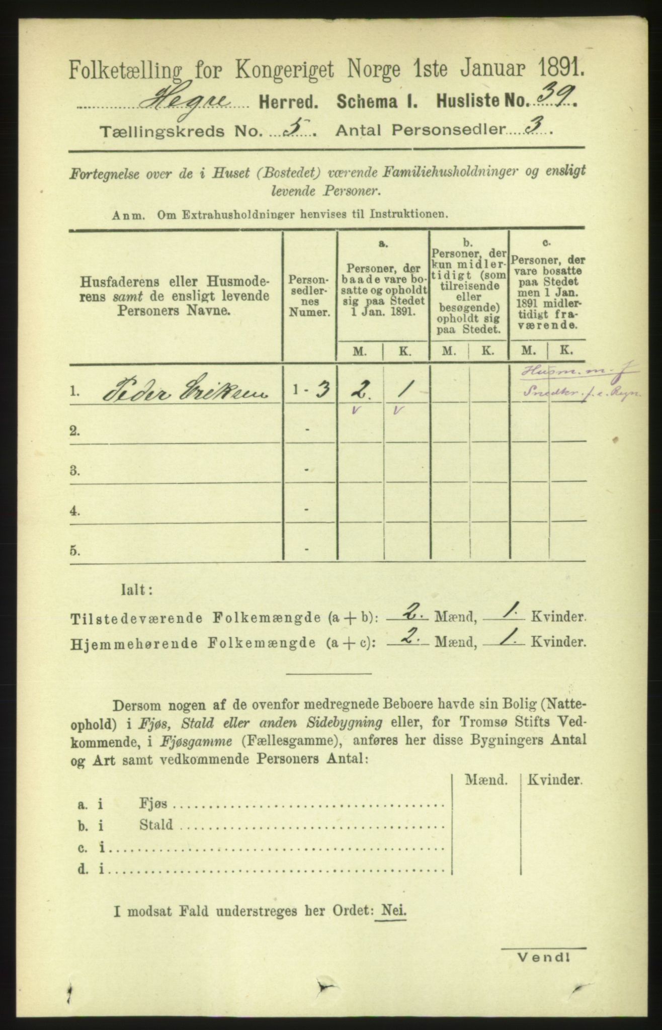 RA, Folketelling 1891 for 1712 Hegra herred, 1891, s. 1996