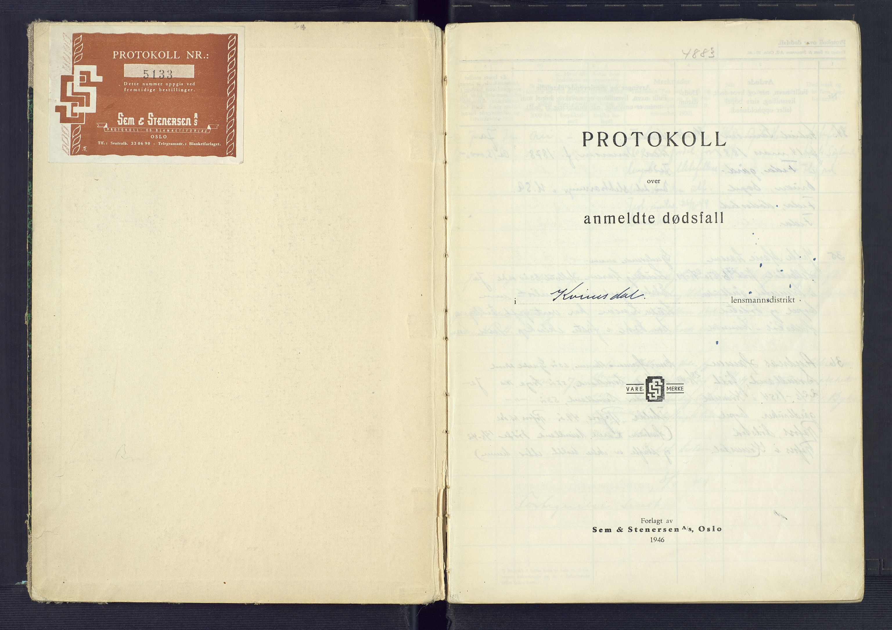 Kvinesdal lensmannskontor, AV/SAK-1241-0026/F/Fe/L0006: Dødsfallsprotokoll nr A25a, 1949-1955