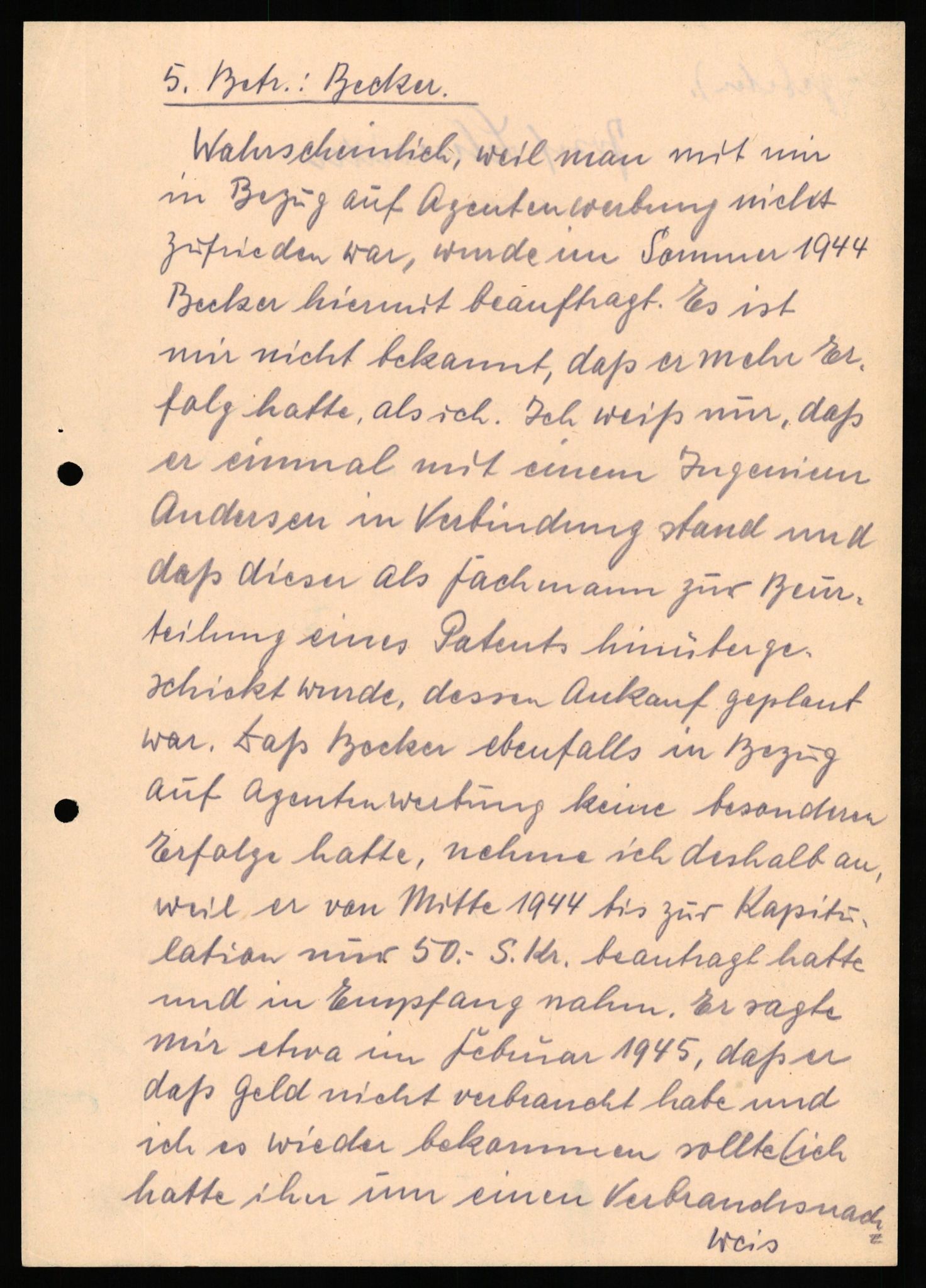 Forsvaret, Forsvarets overkommando II, AV/RA-RAFA-3915/D/Db/L0030: CI Questionaires. Tyske okkupasjonsstyrker i Norge. Tyskere., 1945-1946, s. 62