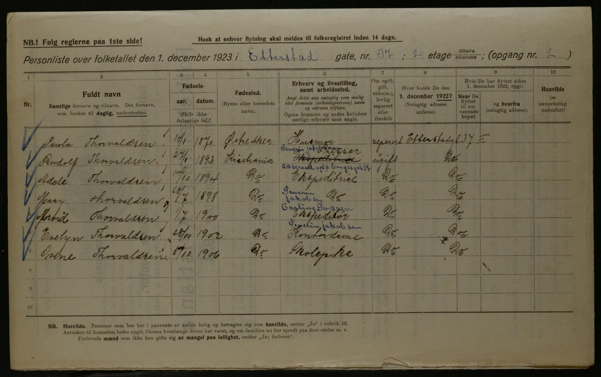 OBA, Kommunal folketelling 1.12.1923 for Kristiania, 1923, s. 25523