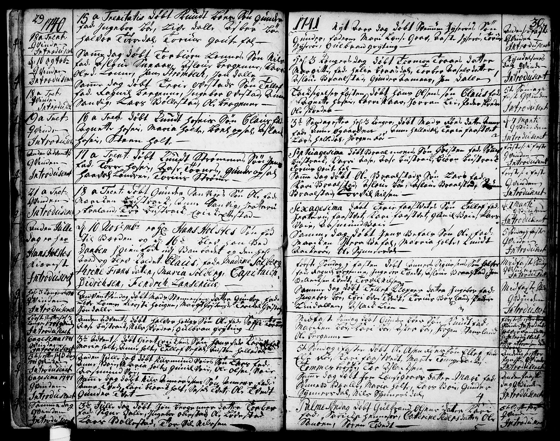 Drangedal kirkebøker, AV/SAKO-A-258/F/Fa/L0002: Ministerialbok nr. 2, 1733-1753, s. 29-30