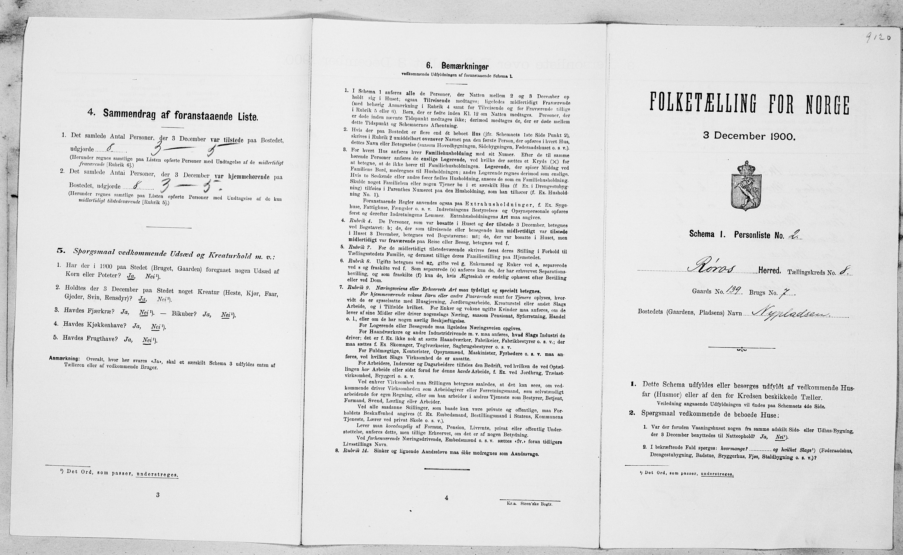 SAT, Folketelling 1900 for 1640 Røros herred, 1900, s. 900