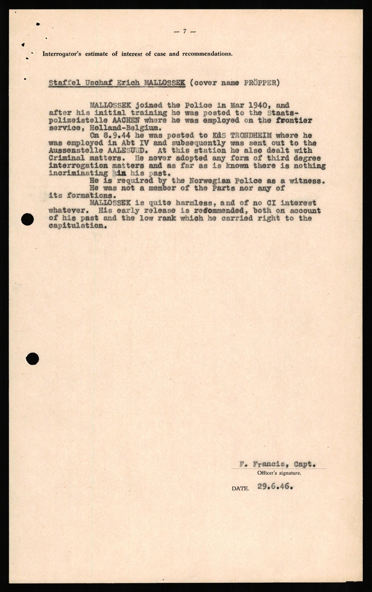 Forsvaret, Forsvarets overkommando II, AV/RA-RAFA-3915/D/Db/L0021: CI Questionaires. Tyske okkupasjonsstyrker i Norge. Tyskere., 1945-1946, s. 112