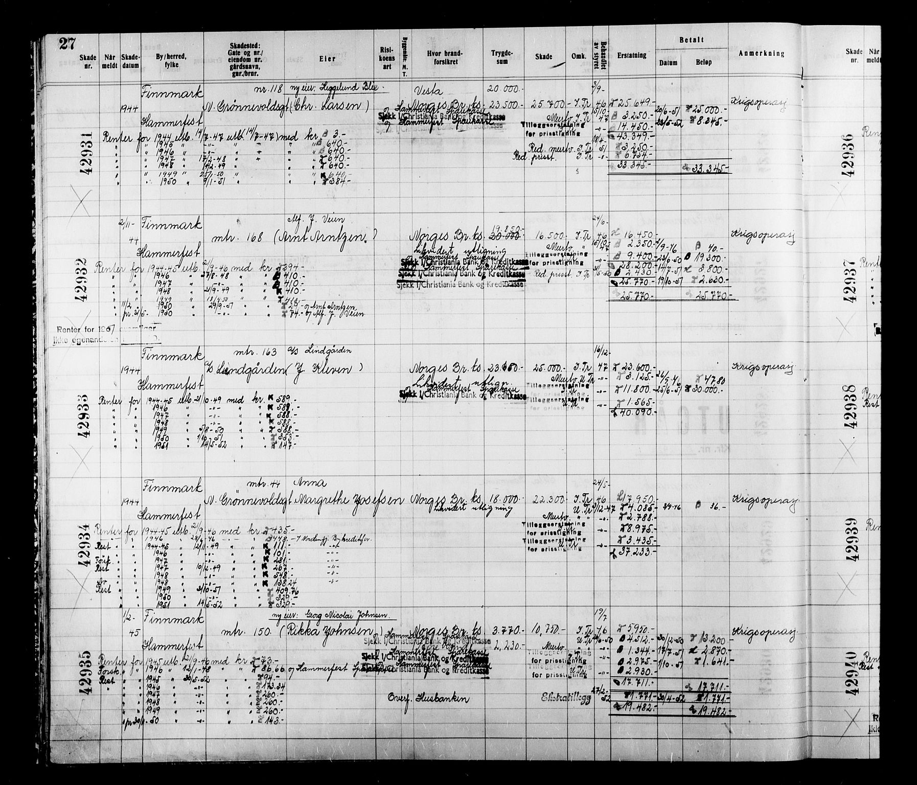 Krigsskadetrygdene for bygninger og løsøre, AV/RA-S-1548/V/L0038: Bygning, branntrygdet., 1940-1945, s. 27