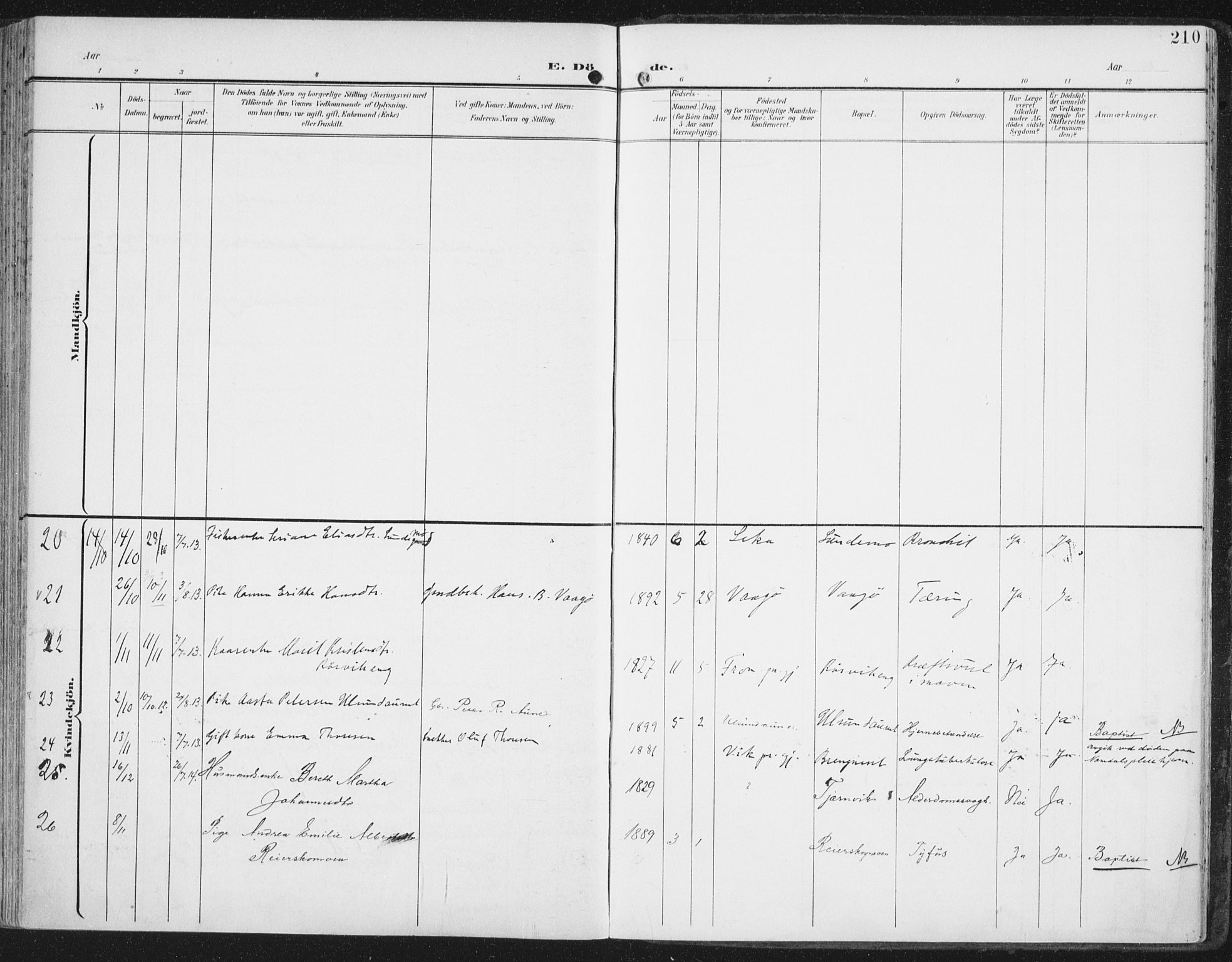 Ministerialprotokoller, klokkerbøker og fødselsregistre - Nord-Trøndelag, SAT/A-1458/786/L0688: Ministerialbok nr. 786A04, 1899-1912, s. 210