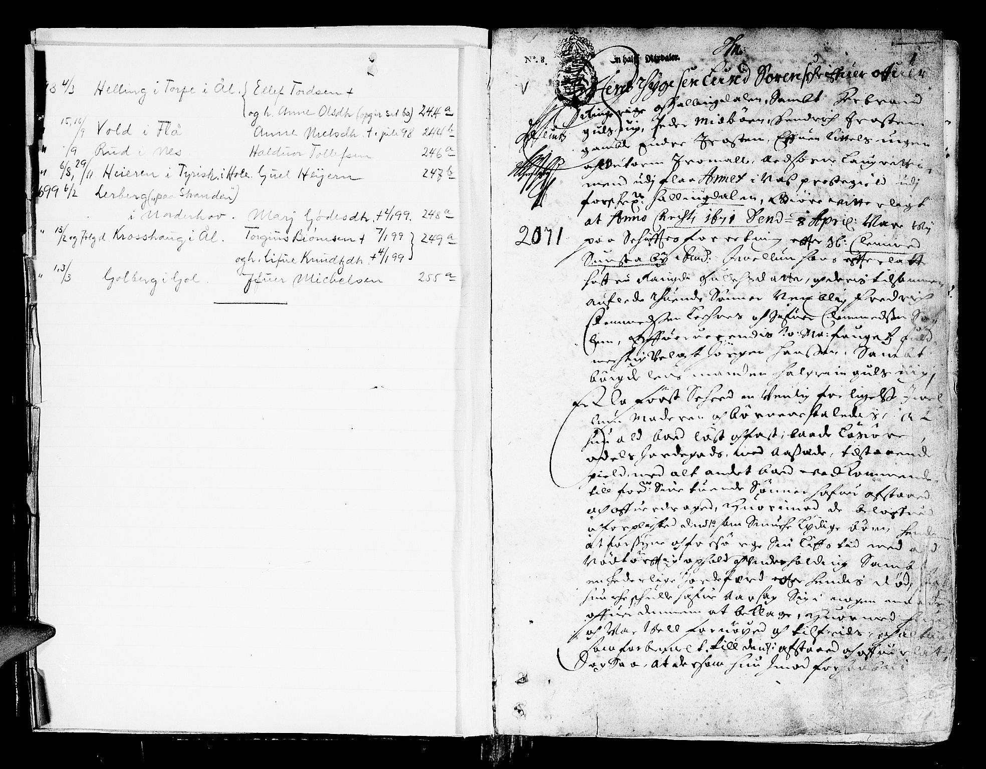 Ringerike og Hallingdal sorenskriveri, SAKO/A-81/H/Ha/L0001: Skifteprotokoll, 1671-1699, s. 0b-1a