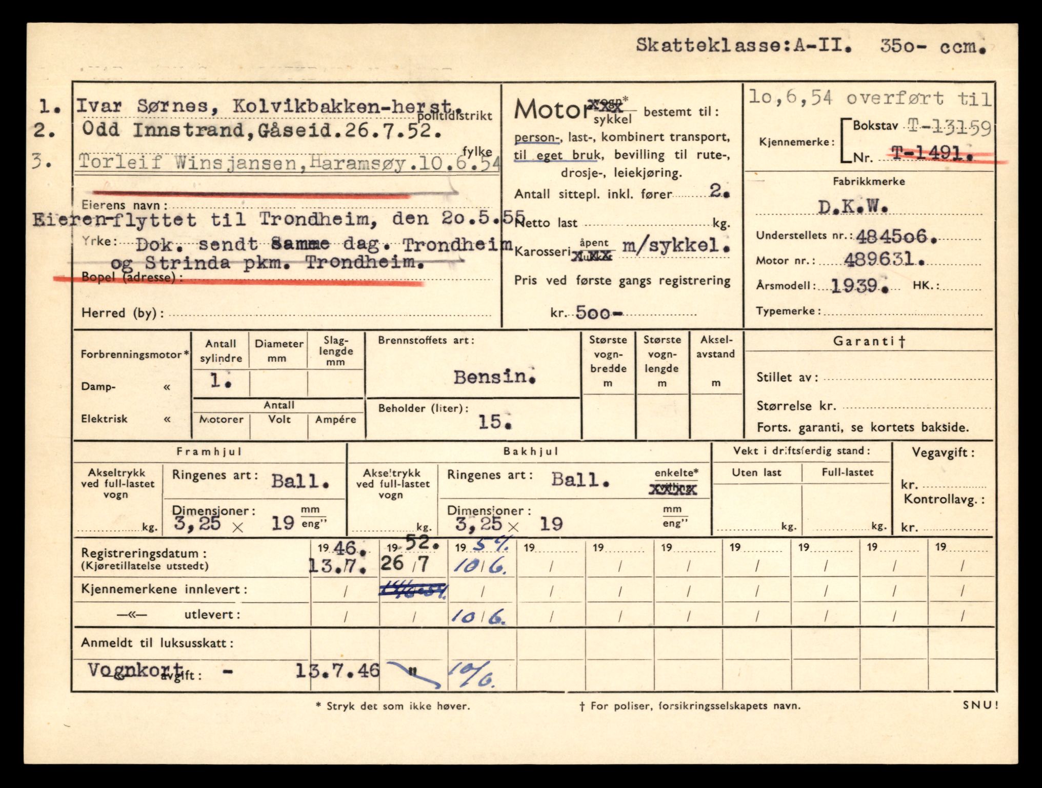 Møre og Romsdal vegkontor - Ålesund trafikkstasjon, AV/SAT-A-4099/F/Fe/L0037: Registreringskort for kjøretøy T 13031 - T 13179, 1927-1998, s. 2491