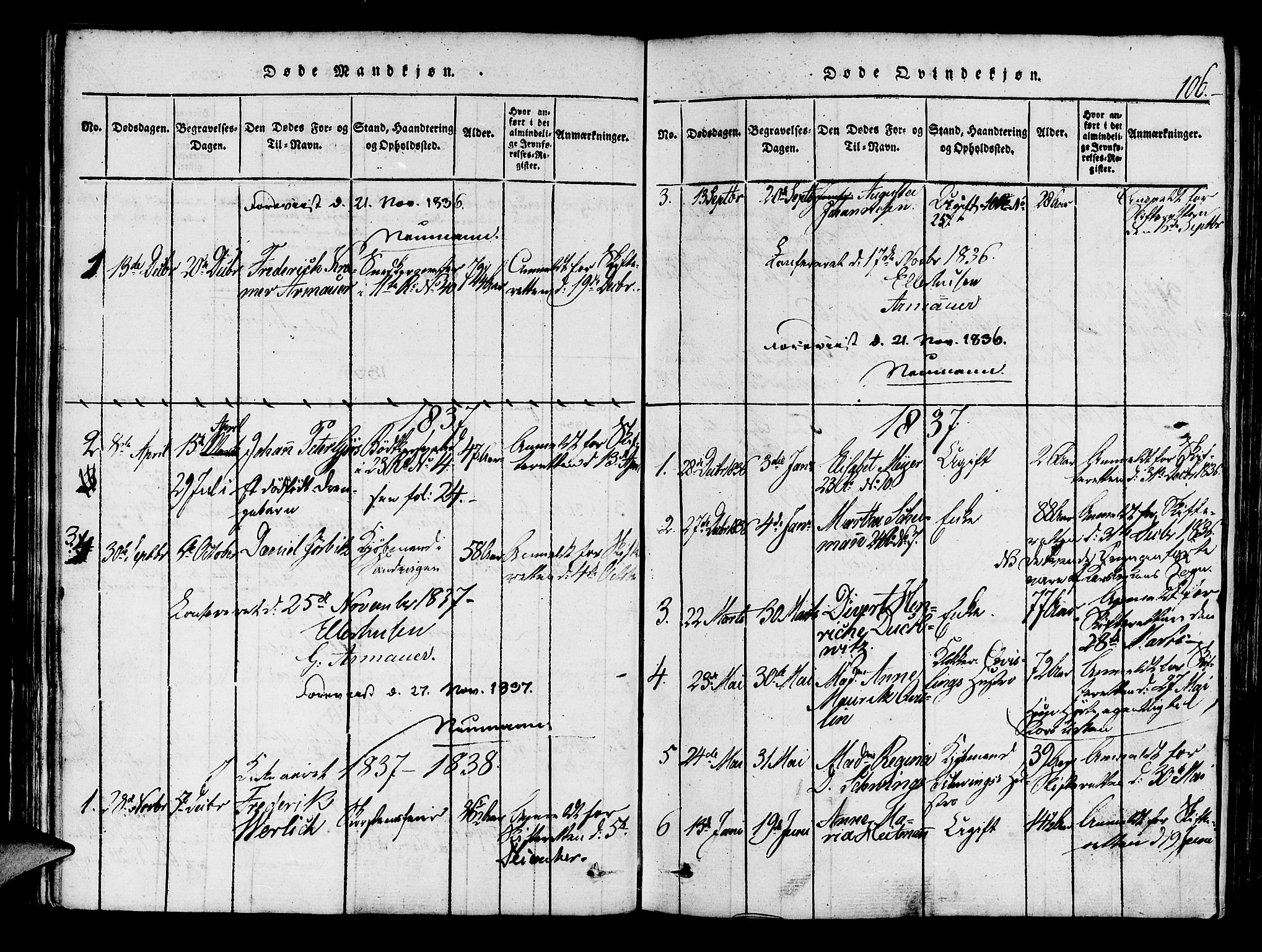 Mariakirken Sokneprestembete, AV/SAB-A-76901/H/Haa/L0005: Ministerialbok nr. A 5, 1815-1845, s. 106