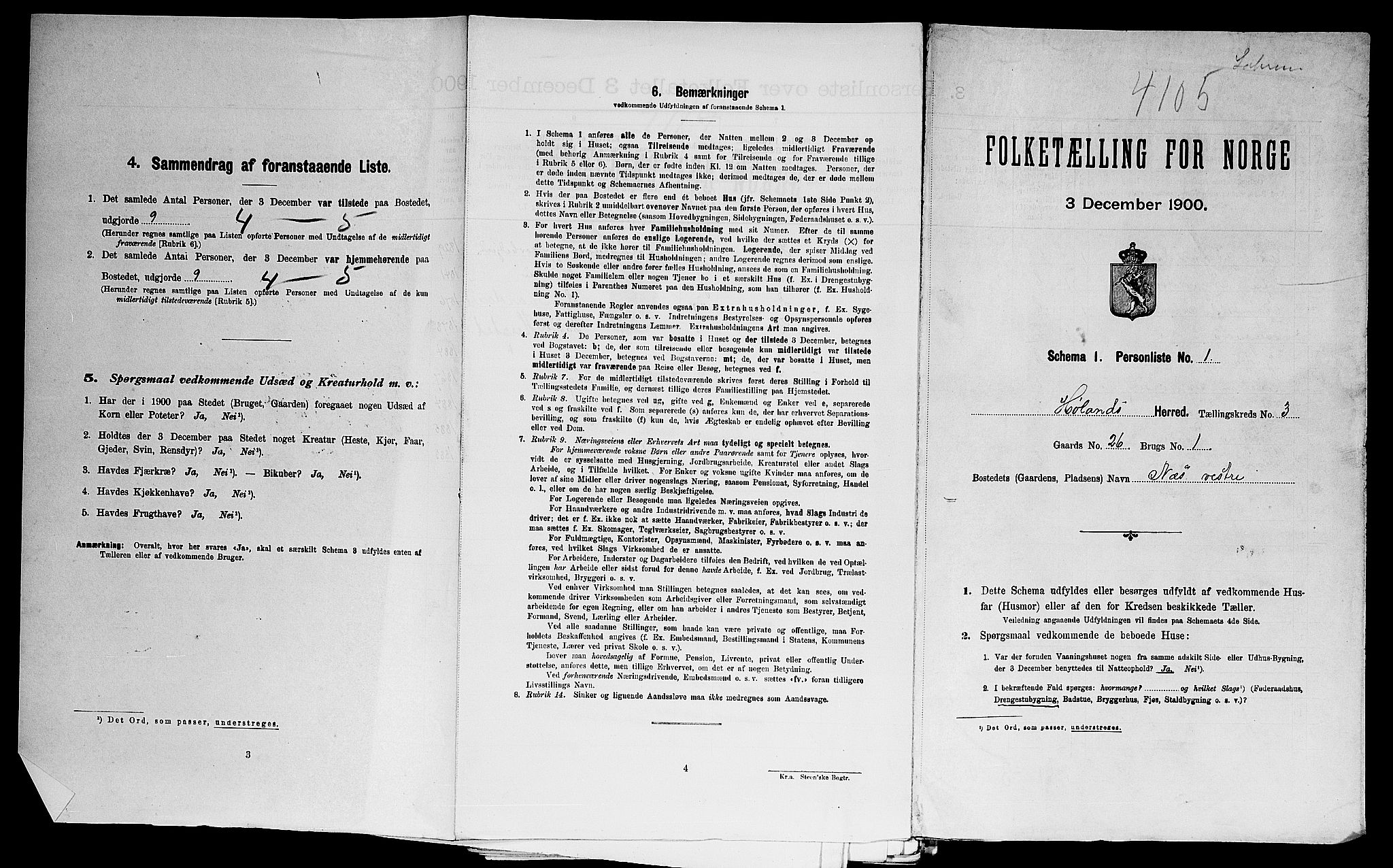 SAO, Folketelling 1900 for 0221 Høland herred, 1900