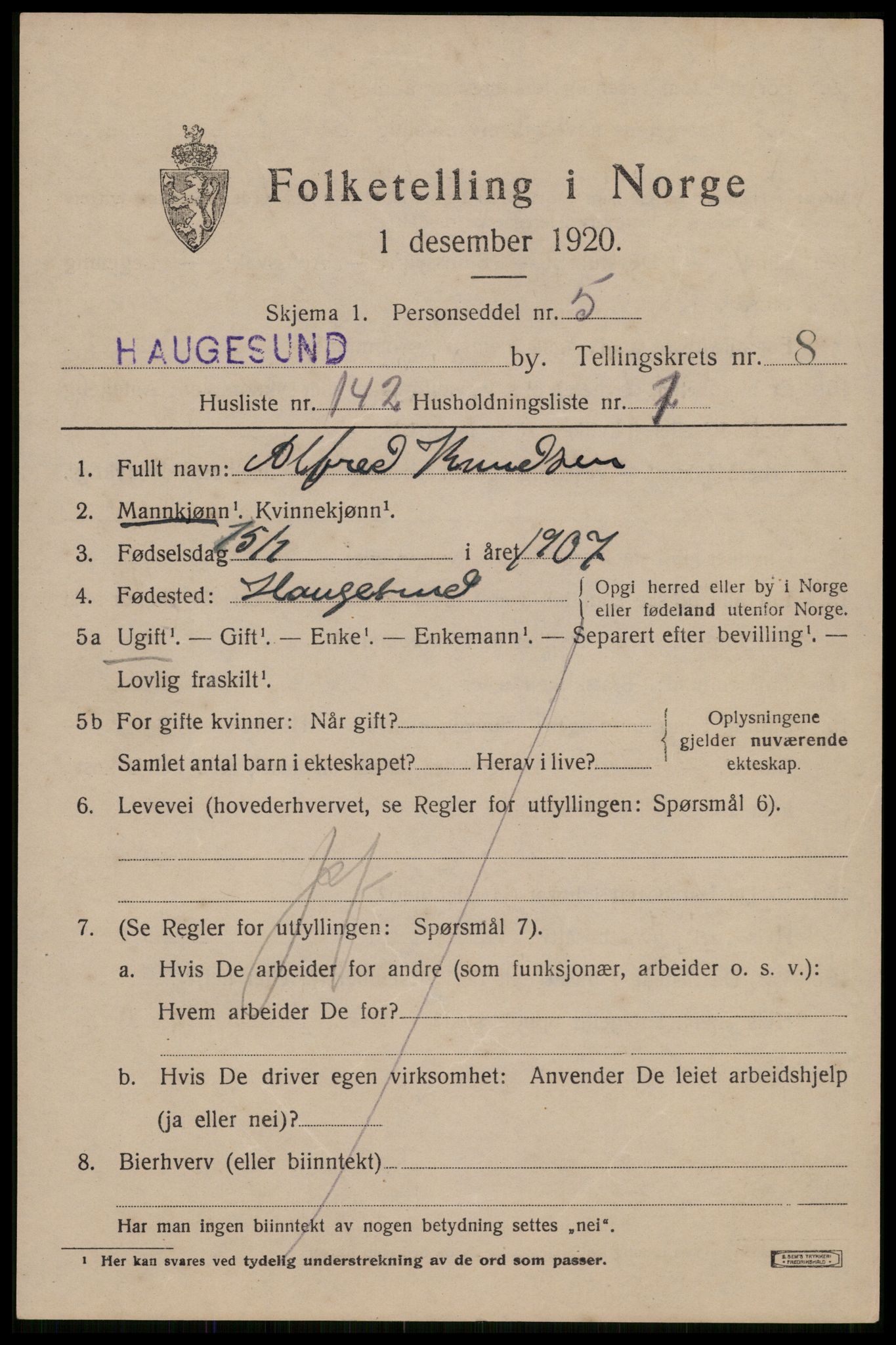 SAST, Folketelling 1920 for 1106 Haugesund kjøpstad, 1920, s. 30187