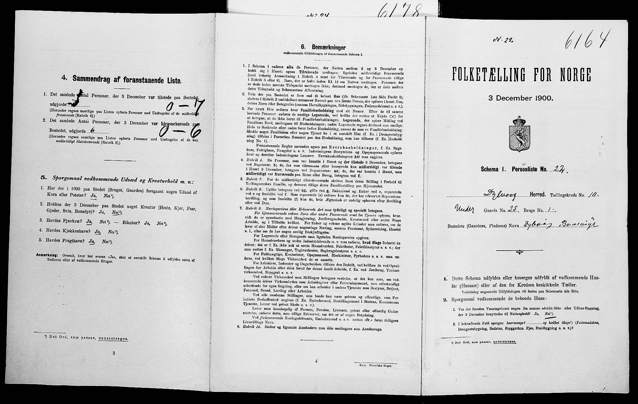 SAK, Folketelling 1900 for 0915 Dypvåg herred, 1900, s. 1104