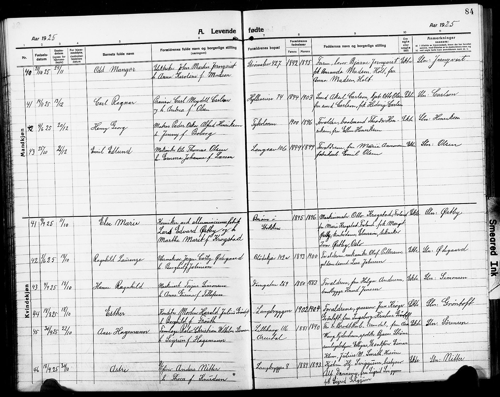Arendal sokneprestkontor, Trefoldighet, AV/SAK-1111-0040/F/Fb/L0007: Klokkerbok nr. B 7, 1916-1927, s. 84