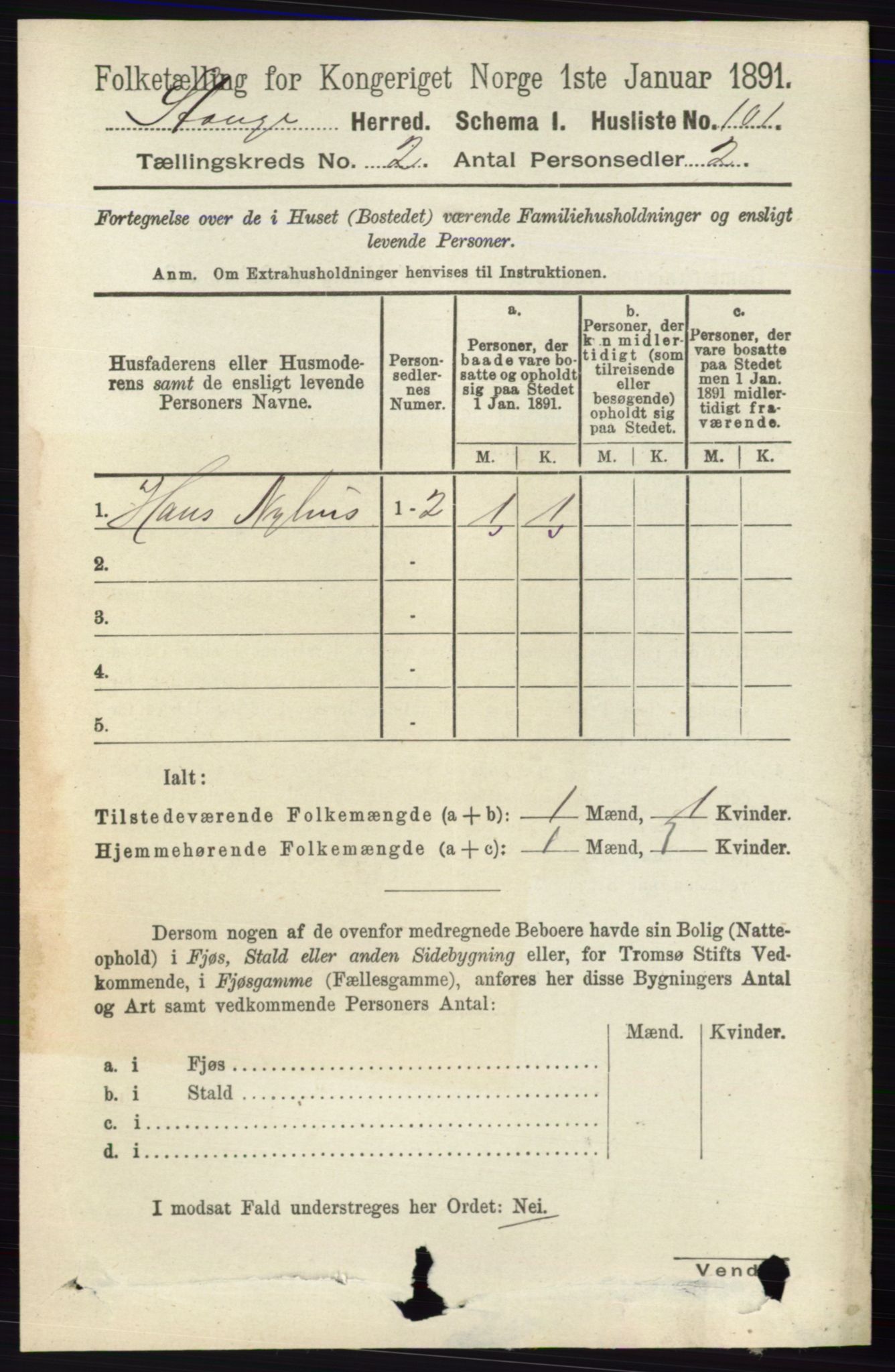 RA, Folketelling 1891 for 0417 Stange herred, 1891, s. 941