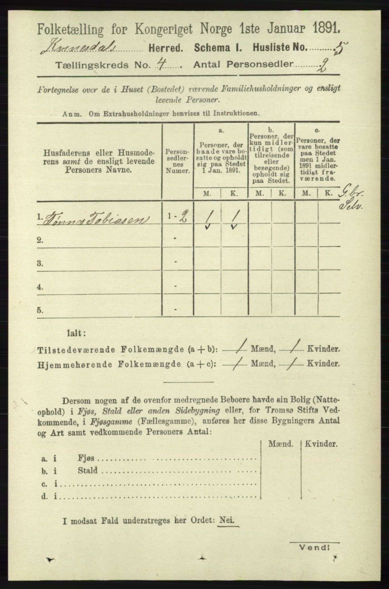 RA, Folketelling 1891 for 1037 Kvinesdal herred, 1891, s. 1398