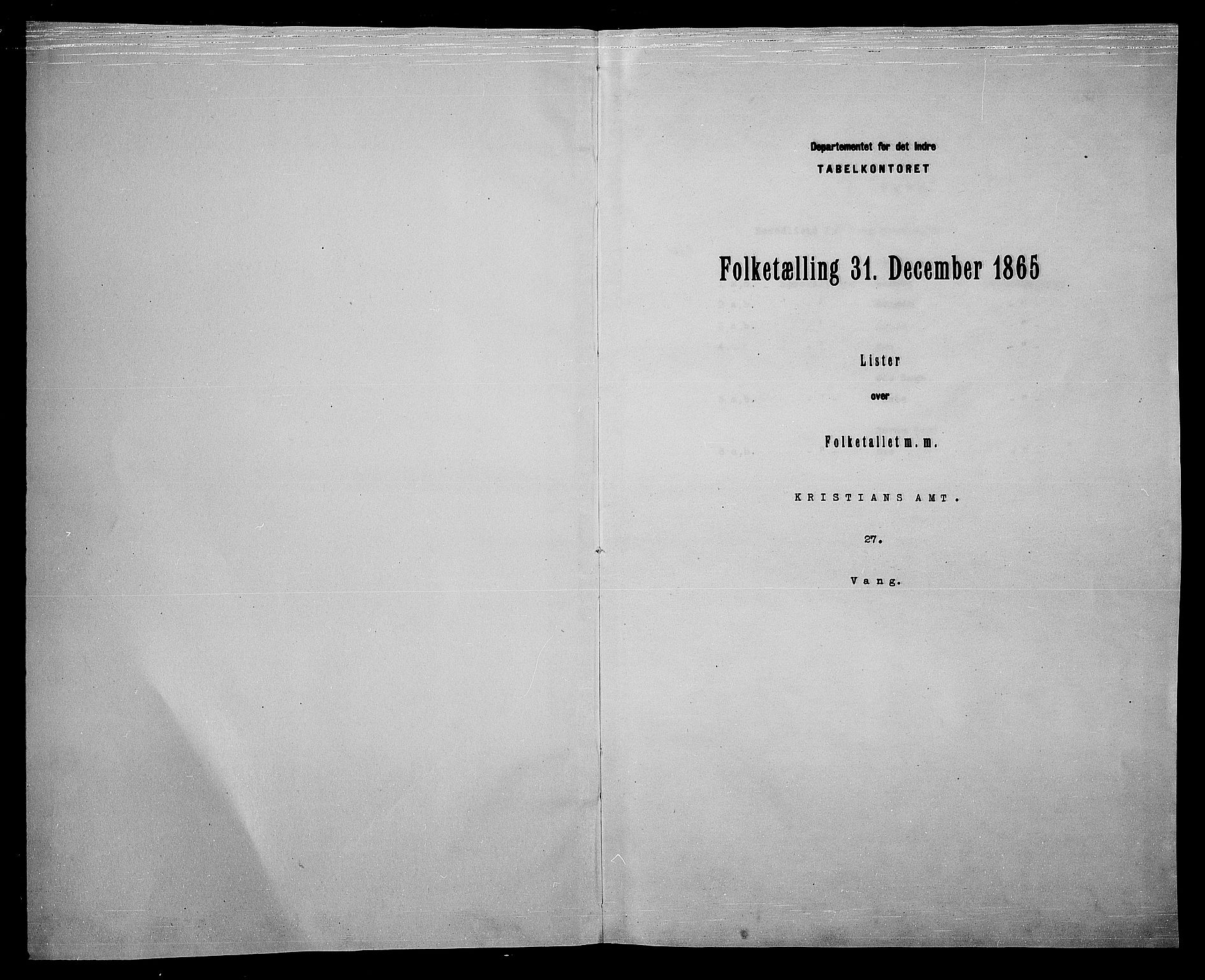 RA, Folketelling 1865 for 0545P Vang prestegjeld, 1865, s. 3