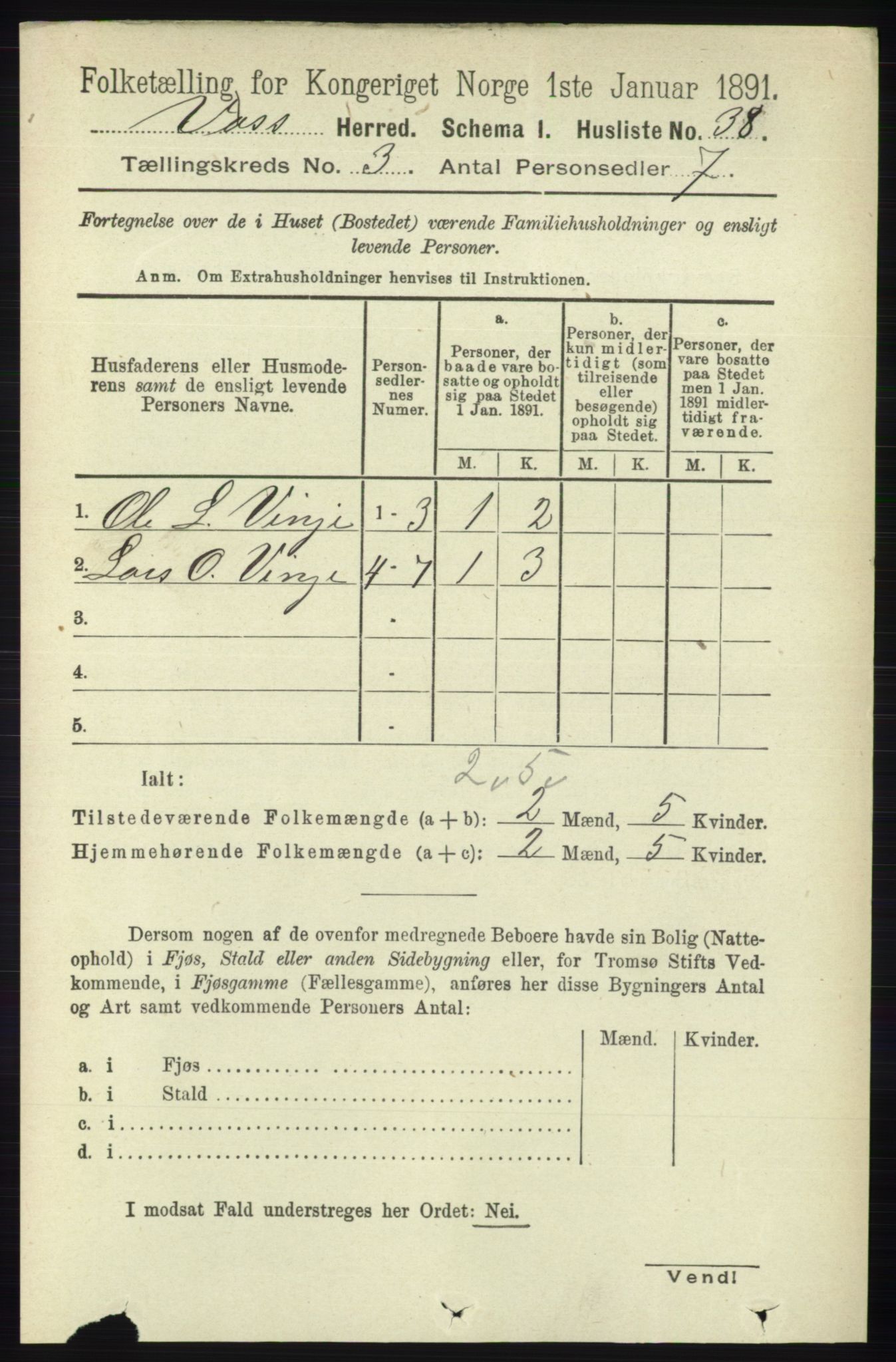 RA, Folketelling 1891 for 1235 Voss herred, 1891, s. 1170