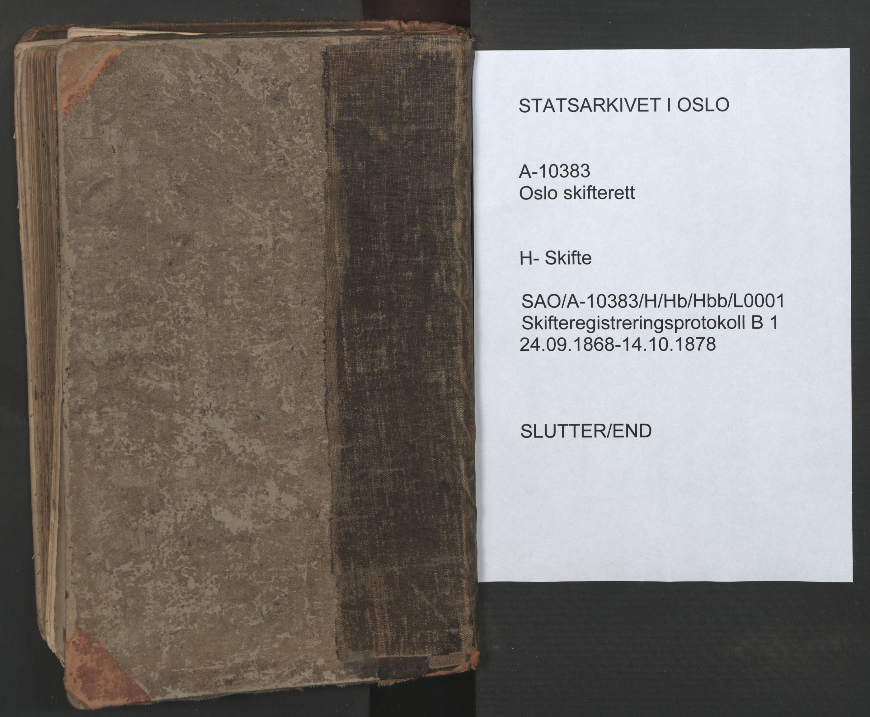 Oslo skifterett, AV/SAO-A-10383/H/Hb/Hbb/L0001: Skifteregistreringsprotokoll, 1868-1878