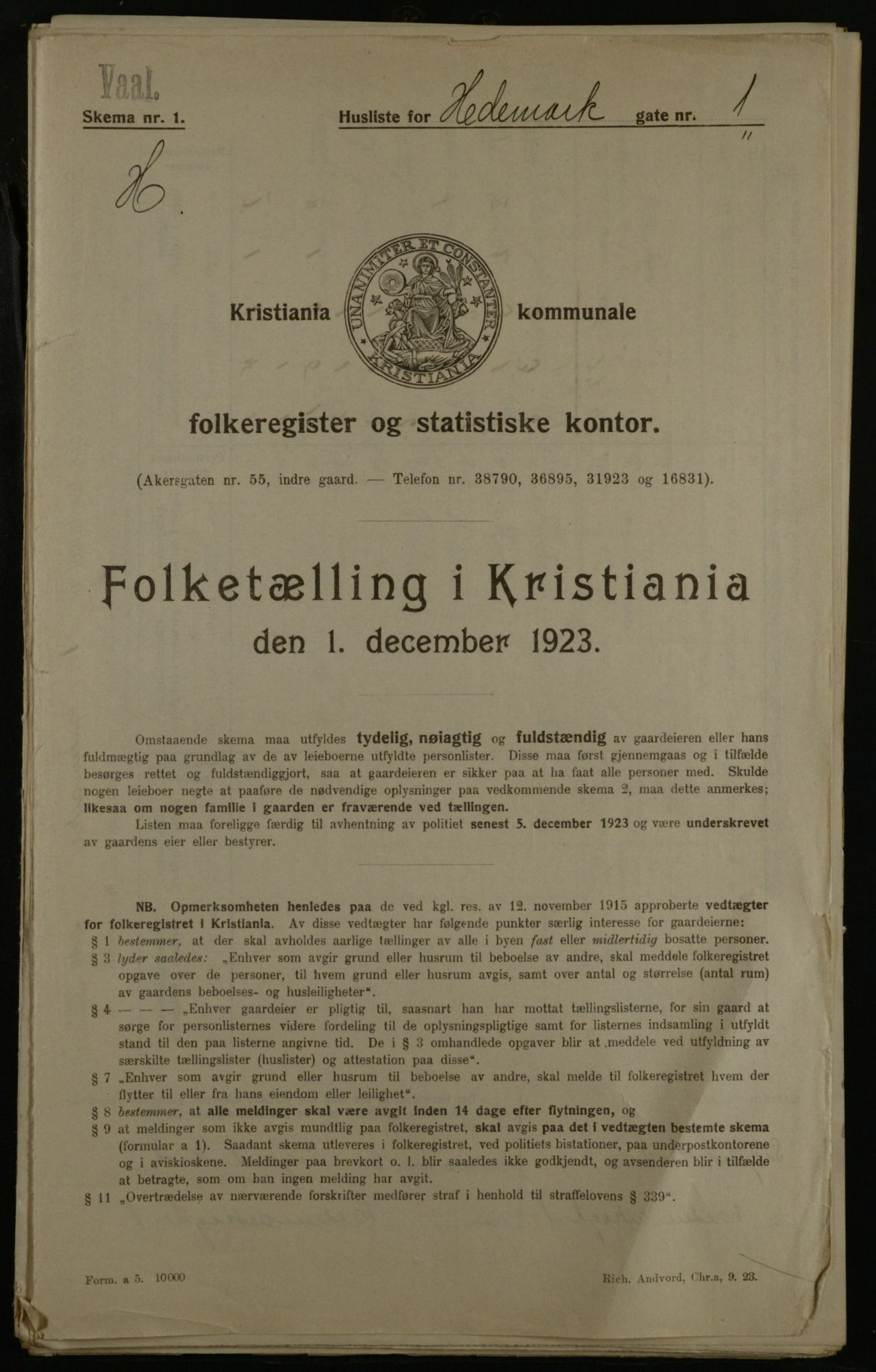 OBA, Kommunal folketelling 1.12.1923 for Kristiania, 1923, s. 39852