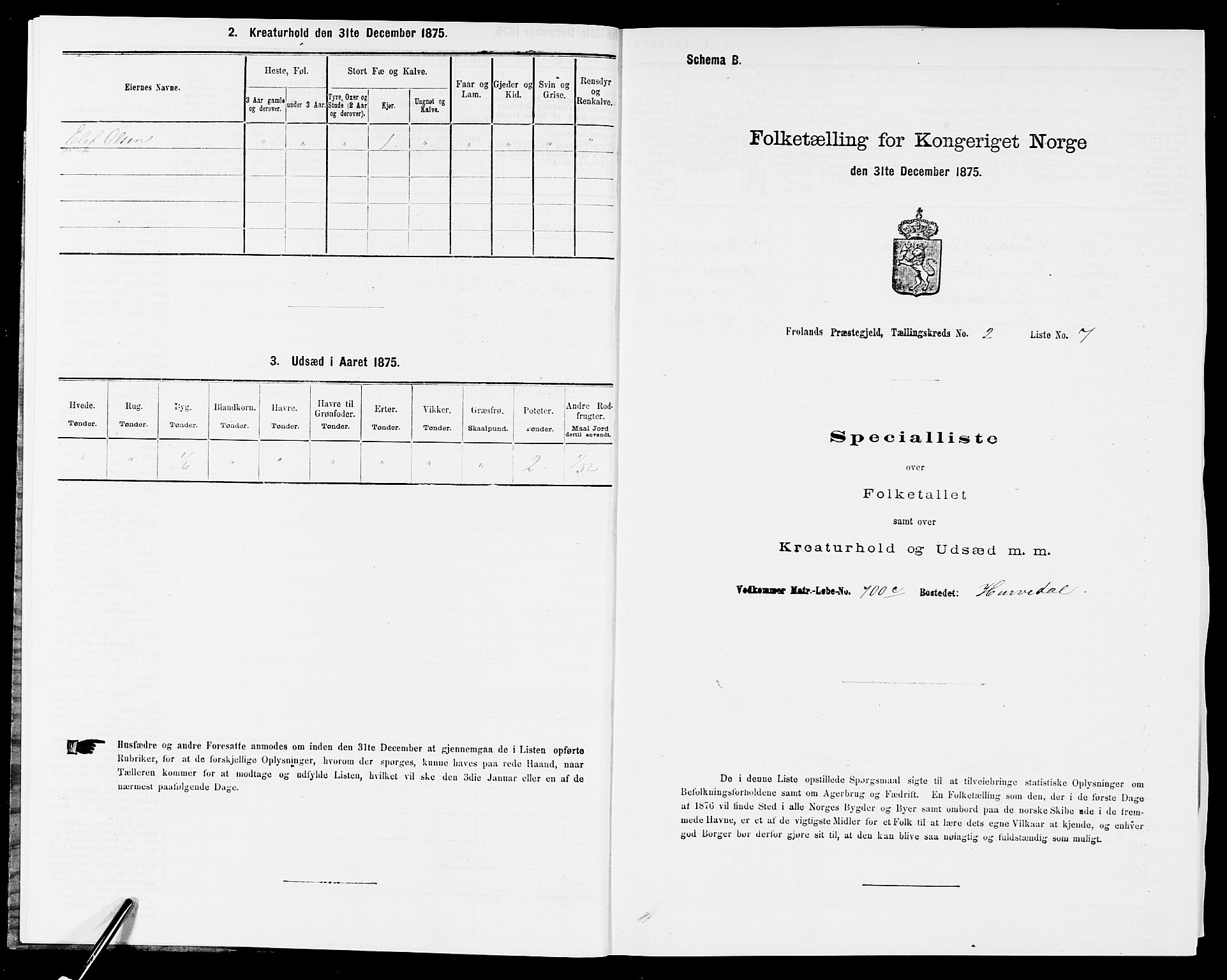 SAK, Folketelling 1875 for 0919P Froland prestegjeld, 1875, s. 134