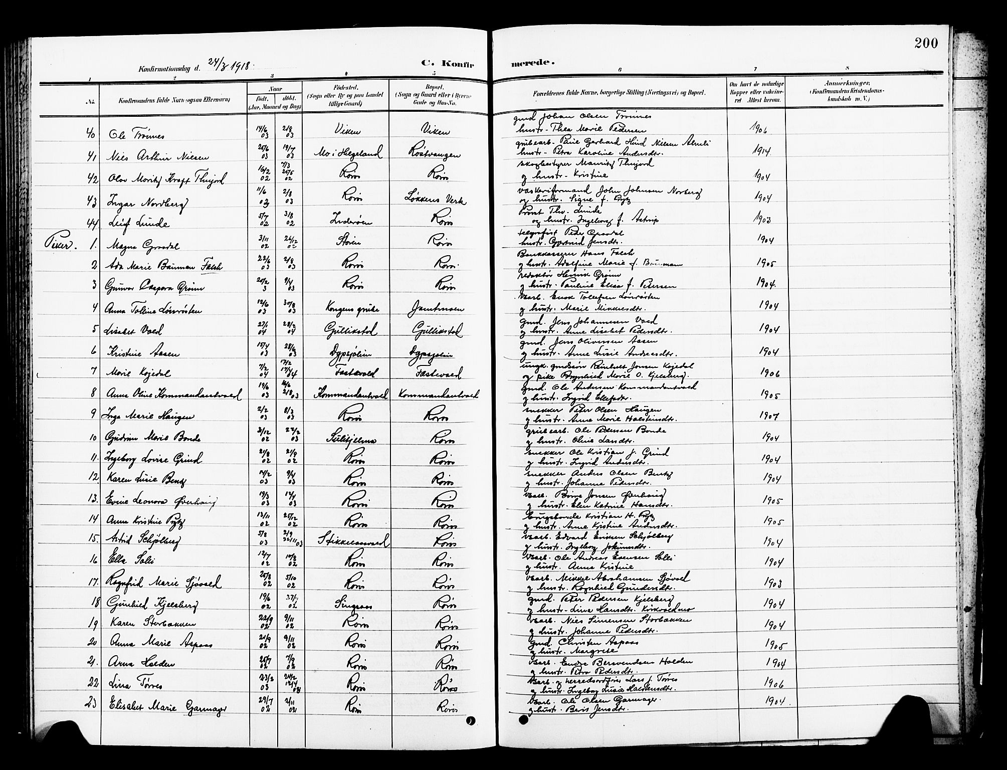 Ministerialprotokoller, klokkerbøker og fødselsregistre - Sør-Trøndelag, AV/SAT-A-1456/681/L0942: Klokkerbok nr. 681C06, 1906-1925, s. 200