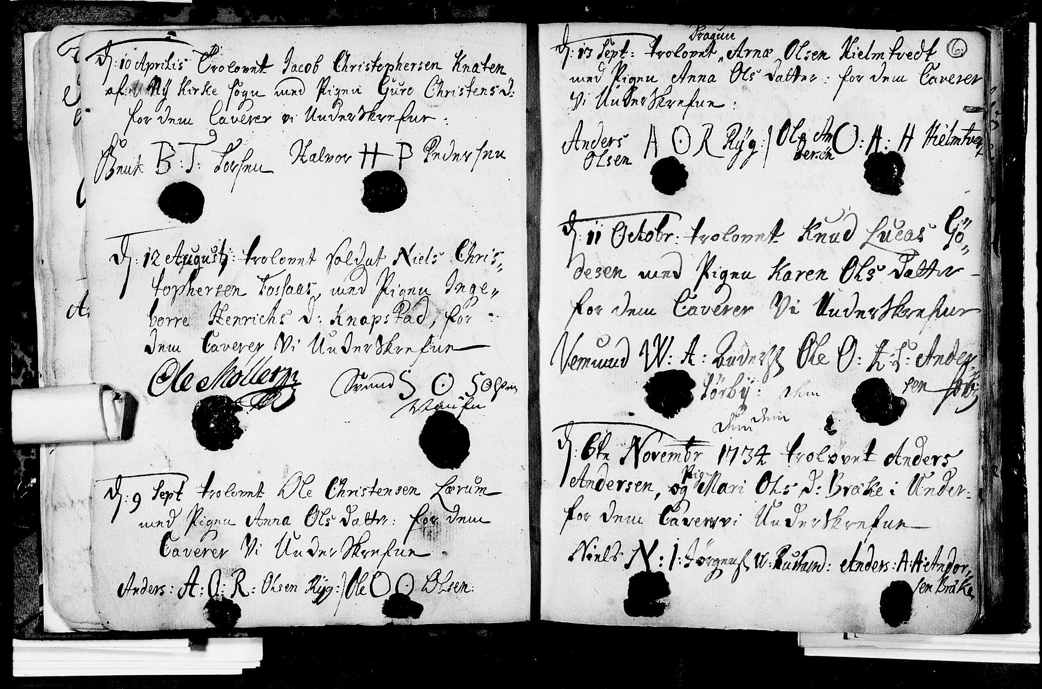 Våle kirkebøker, AV/SAKO-A-334/H/Hb/L0001: Forlovererklæringer nr. 1, 1733-1755, s. 6