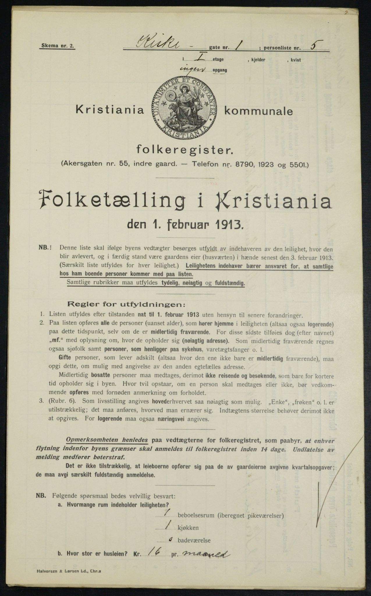 OBA, Kommunal folketelling 1.2.1913 for Kristiania, 1913, s. 49480