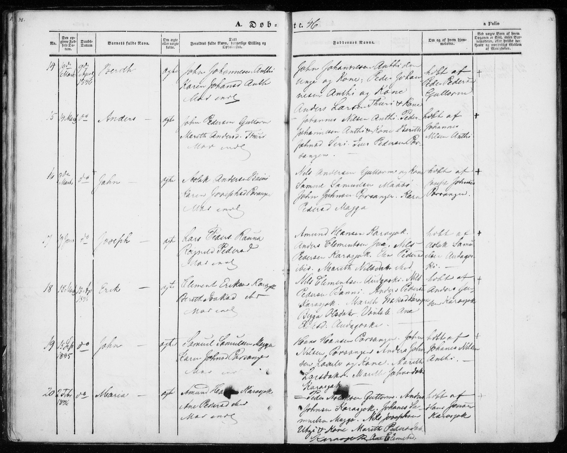 Kistrand/Porsanger sokneprestembete, AV/SATØ-S-1351/H/Ha/L0012.kirke: Ministerialbok nr. 12, 1843-1871, s. 32-33