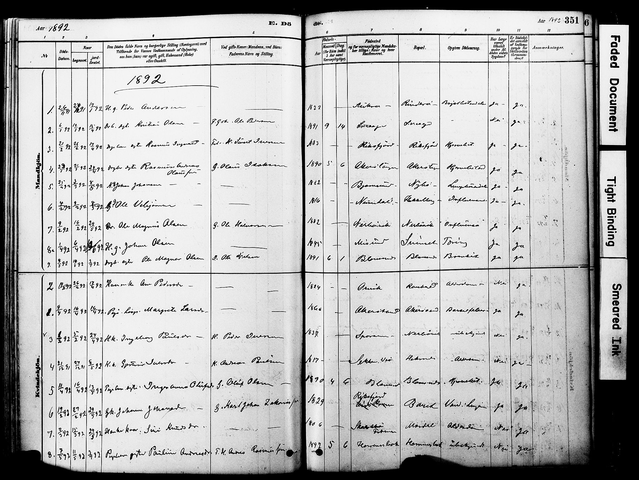 Ministerialprotokoller, klokkerbøker og fødselsregistre - Møre og Romsdal, AV/SAT-A-1454/560/L0721: Ministerialbok nr. 560A05, 1878-1917, s. 351