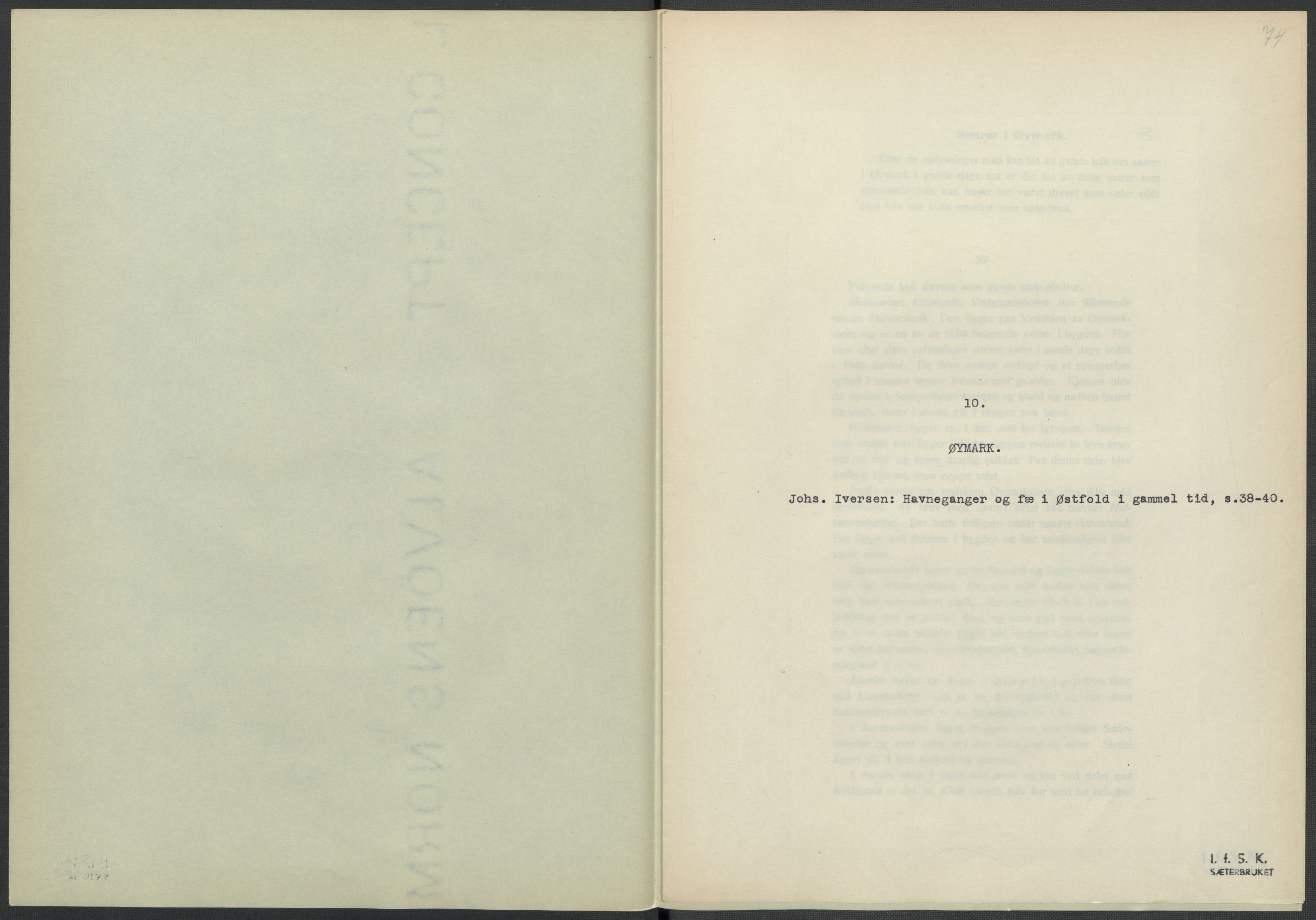 Instituttet for sammenlignende kulturforskning, RA/PA-0424/F/Fc/L0002/0001: Eske B2: / Østfold (perm I), 1932-1935, s. 74