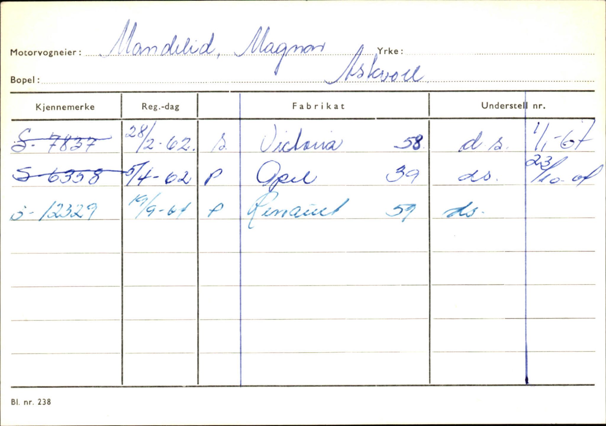 Statens vegvesen, Sogn og Fjordane vegkontor, SAB/A-5301/4/F/L0132: Eigarregister Askvoll A-Å. Balestrand A-Å, 1945-1975, s. 824