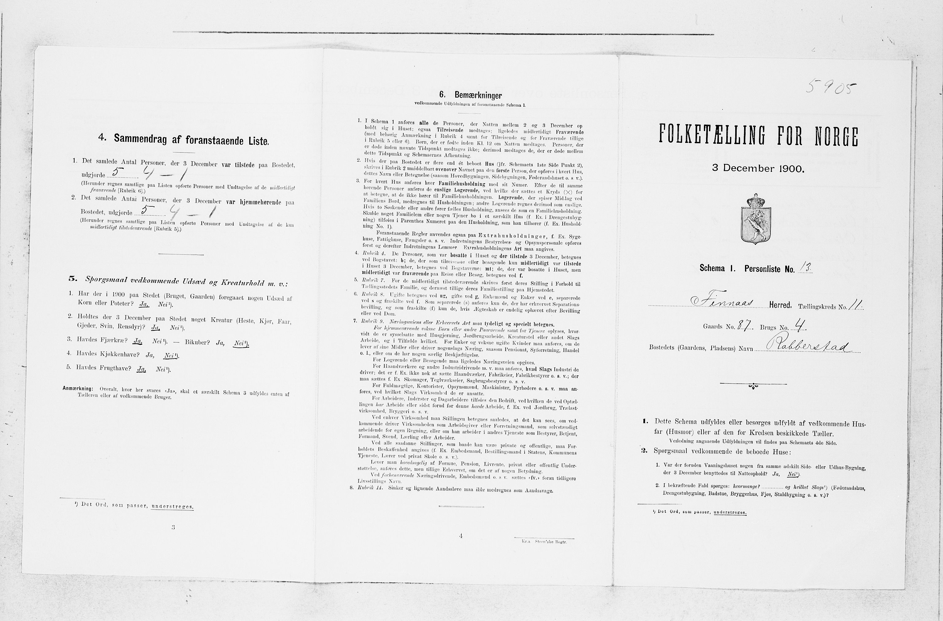 SAB, Folketelling 1900 for 1218 Finnås herred, 1900, s. 1211