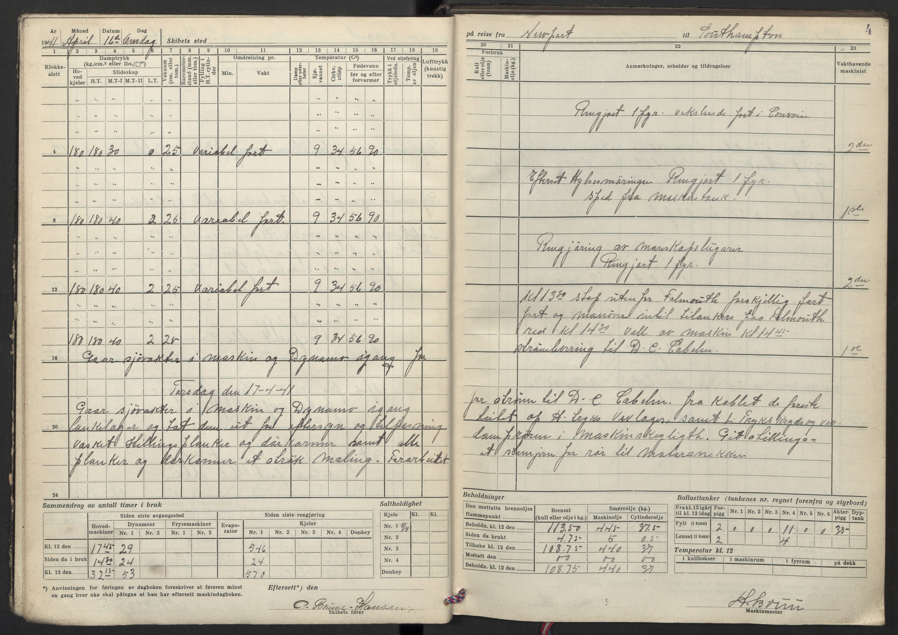 Nortraship, Skipsdagbøker, AV/RA-S-2168/F/L0153/0003: Boknr. 813 - 817 / Boknr. 817 Siak, 1941-1942