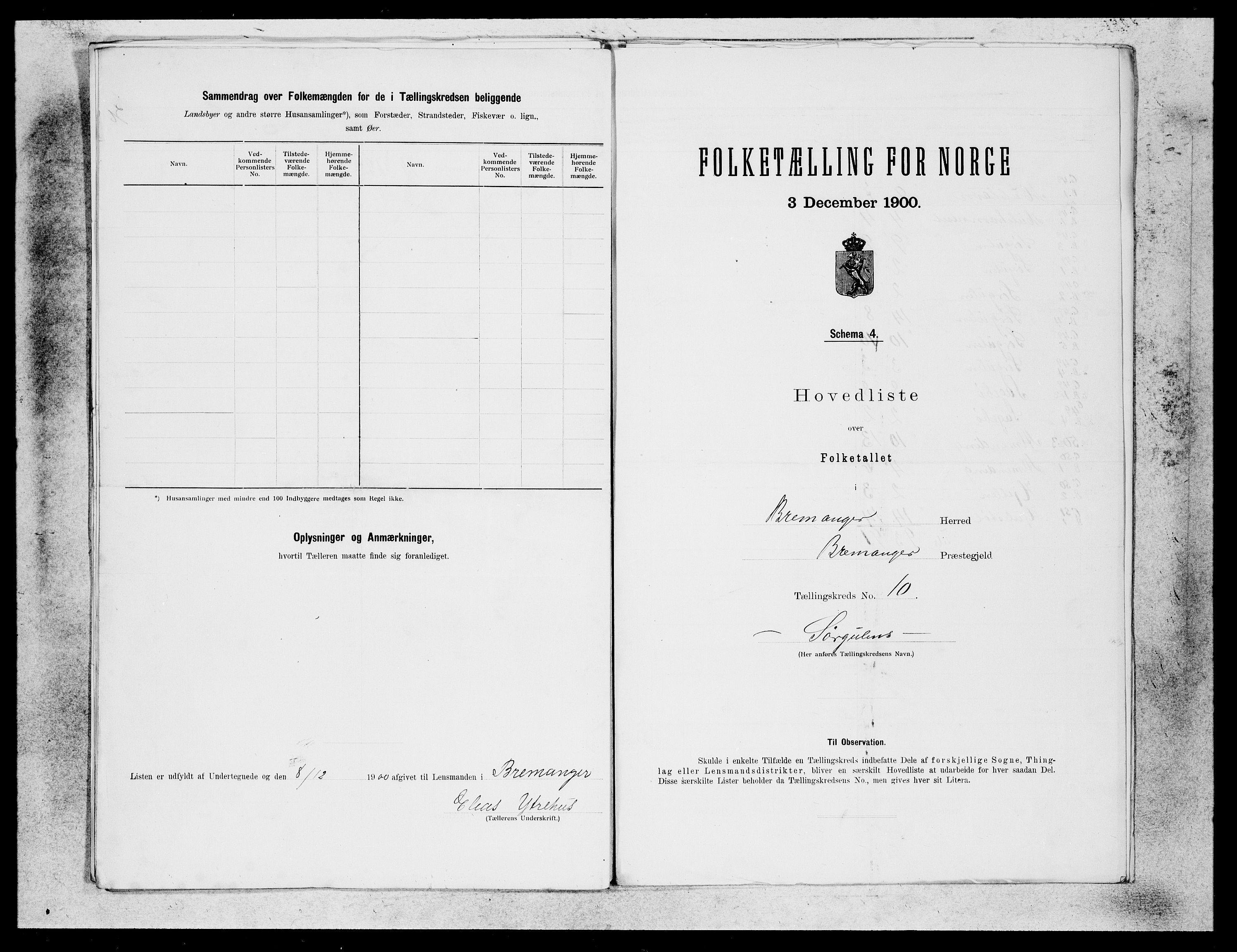 SAB, Folketelling 1900 for 1438 Bremanger herred, 1900, s. 19