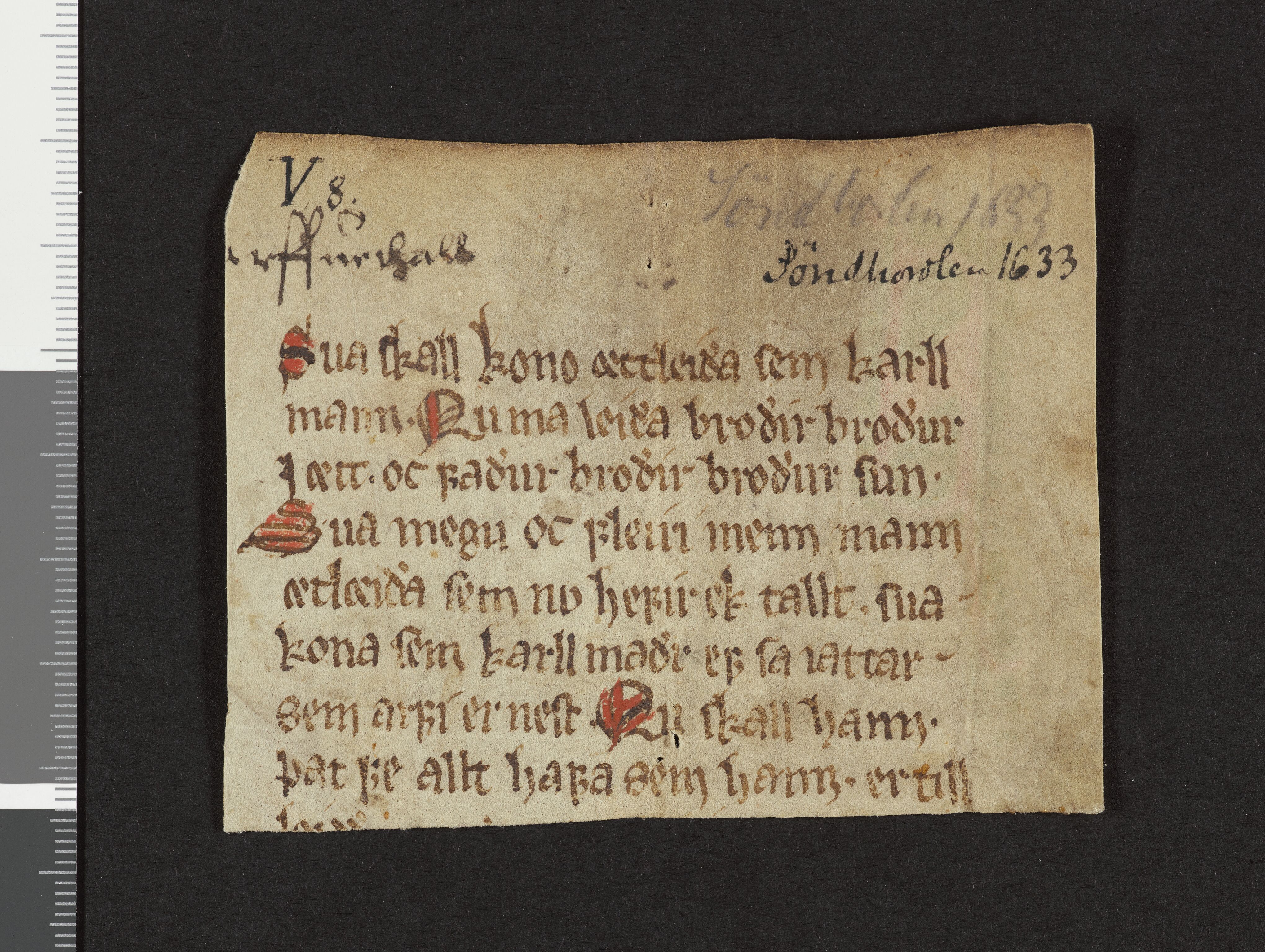 Riksarkivets diplomsamling, RA/EA-5965/F26/L0002: Norrøne membranfragmenter bestand 2-9 (10), 1100-1536, s. 177