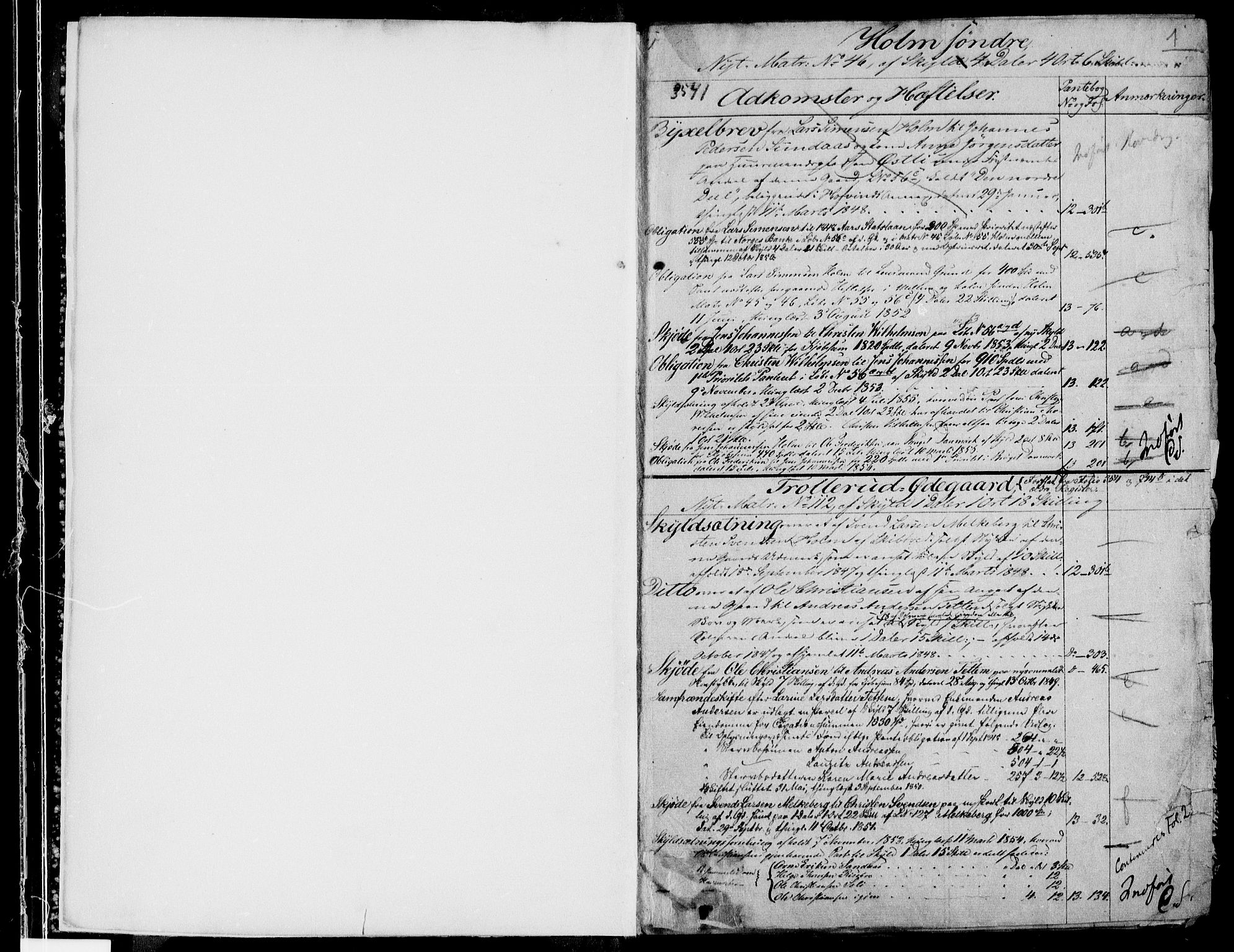 Heggen og Frøland sorenskriveri I, SAO/A-11556/G/Ga/L0006: Panteregister nr. 6, 1848-1857, s. 1