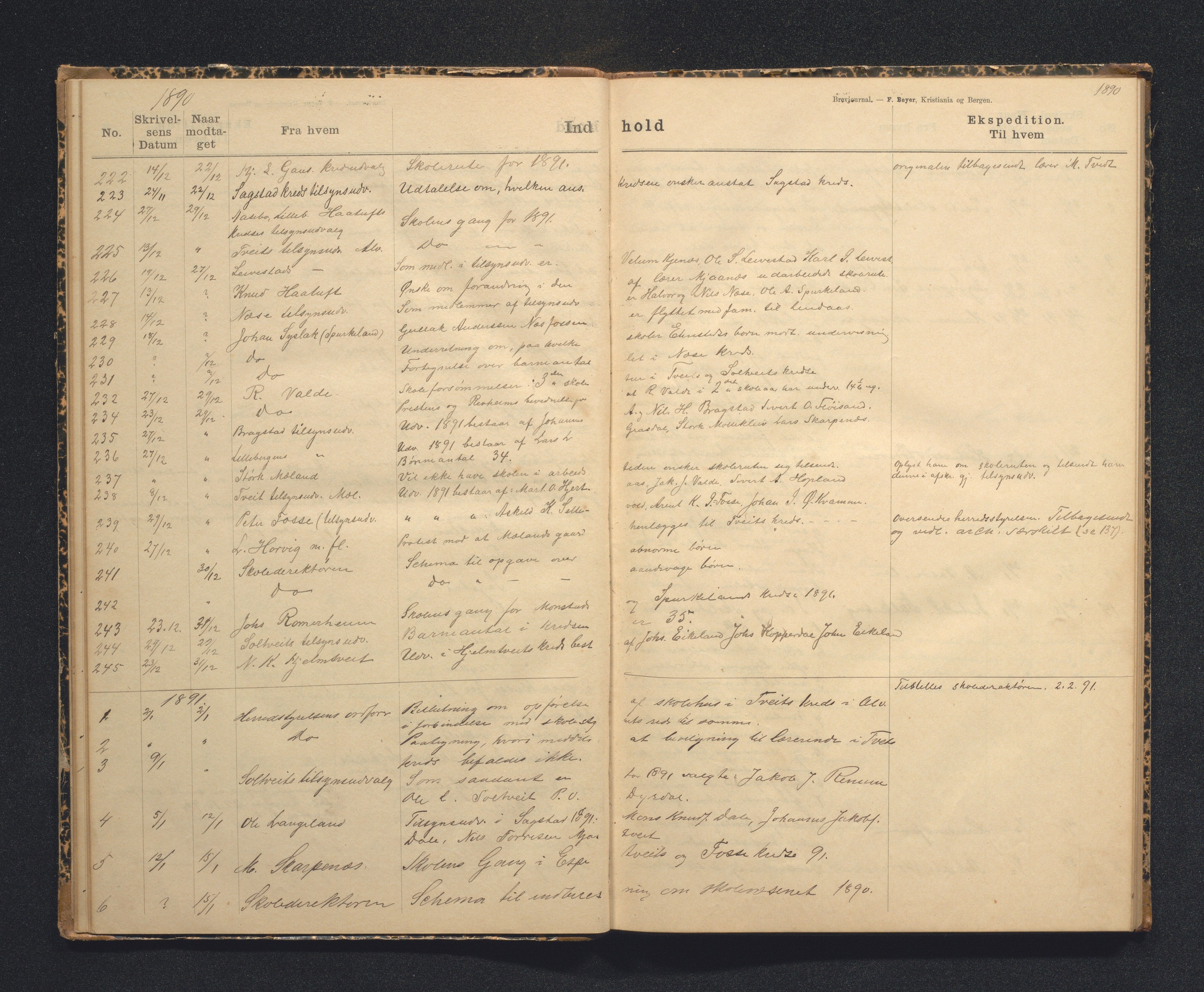 Alversund kommune. Skulestyret, IKAH/1257-211/C/Ca/L0001: Brevjournal for Alversund skulestyre, 1889-1899