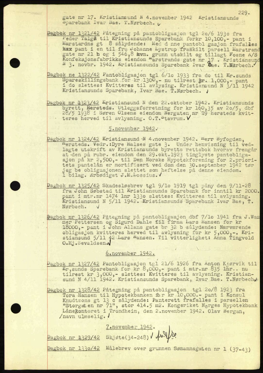 Kristiansund byfogd, AV/SAT-A-4587/A/27: Pantebok nr. 32a, 1938-1946, Dagboknr: 1321/1942