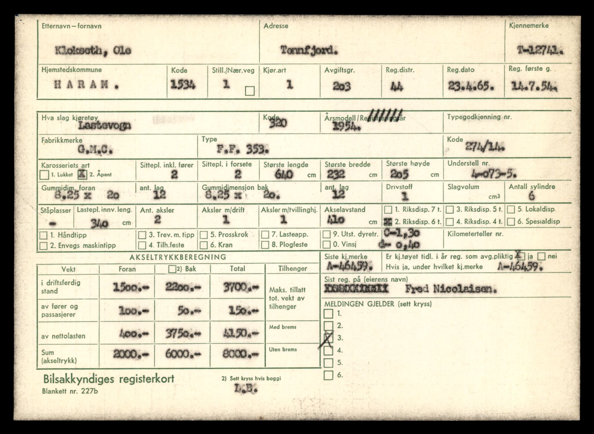 Møre og Romsdal vegkontor - Ålesund trafikkstasjon, AV/SAT-A-4099/F/Fe/L0035: Registreringskort for kjøretøy T 12653 - T 12829, 1927-1998, s. 1712