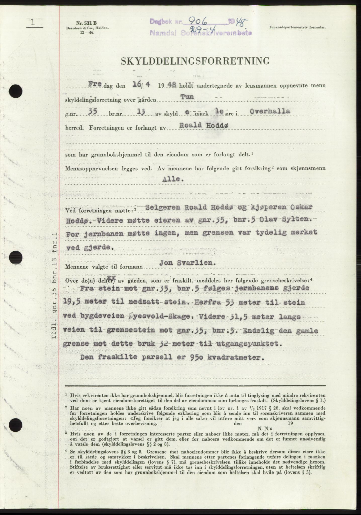 Namdal sorenskriveri, SAT/A-4133/1/2/2C: Pantebok nr. -, 1947-1948, Dagboknr: 906/1948