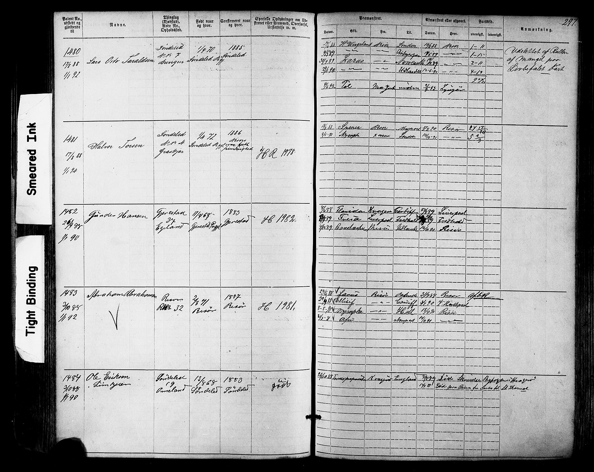 Risør mønstringskrets, AV/SAK-2031-0010/F/Fa/L0003: Annotasjonsrulle nr 1-1913 med register, T-7, 1863-1899, s. 235