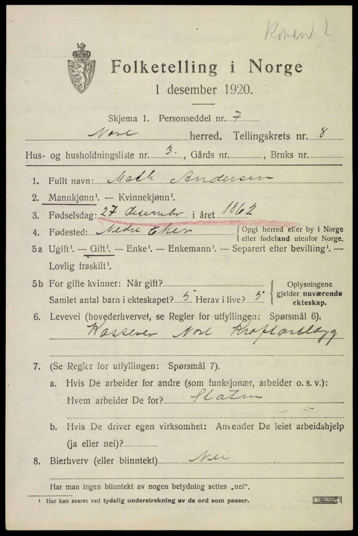 SAKO, Folketelling 1920 for 0633 Nore herred, 1920, s. 4030