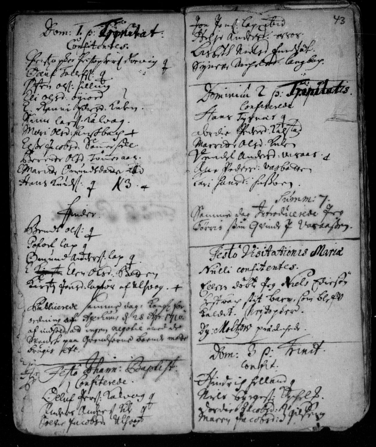 Ministerialprotokoller, klokkerbøker og fødselsregistre - Nordland, AV/SAT-A-1459/859/L0840: Ministerialbok nr. 859A00, 1708-1738, s. 43